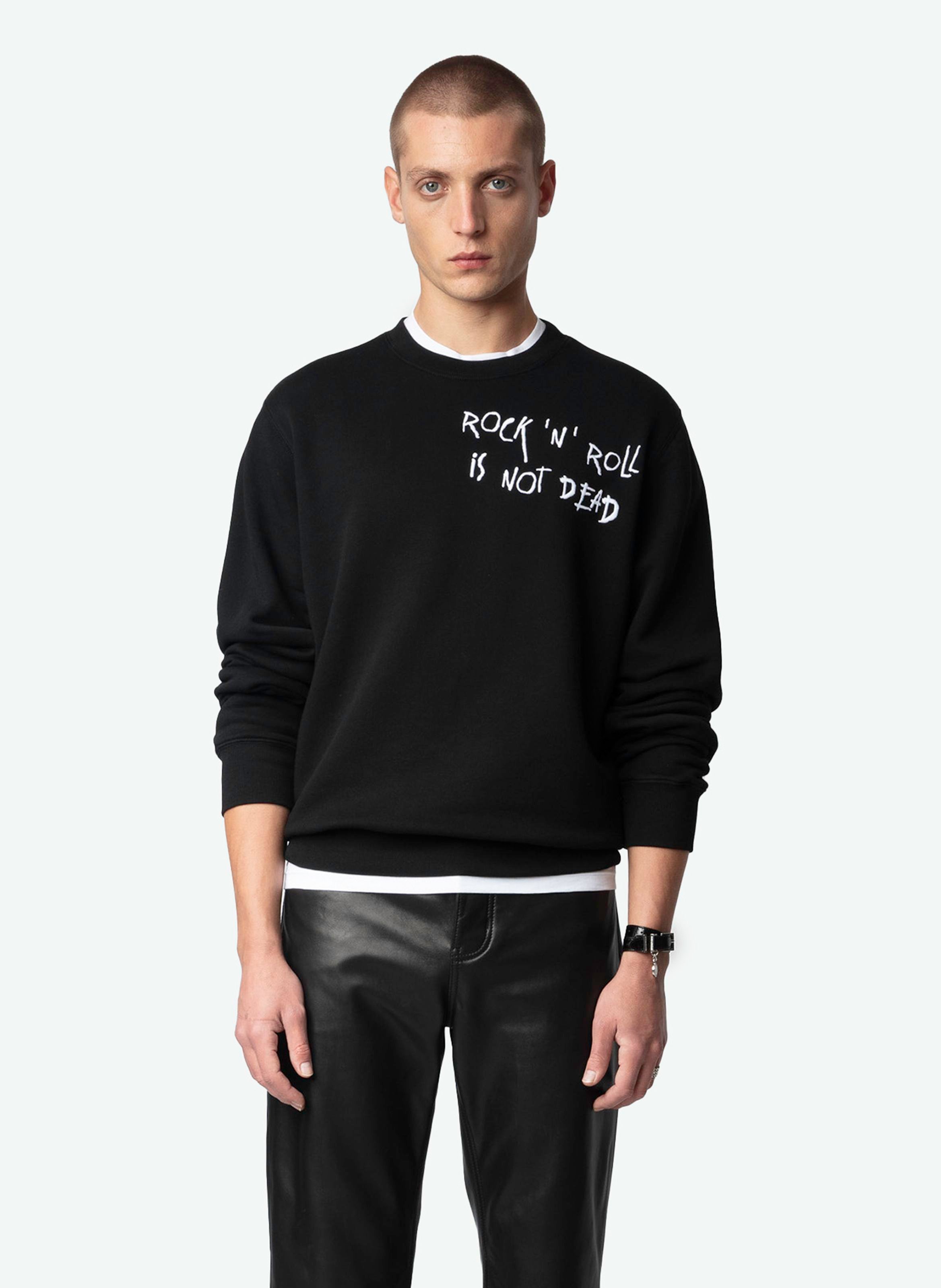 Sweat brodé en coton aime mo rock n roll ZADIG&VOLTAIRE Noir