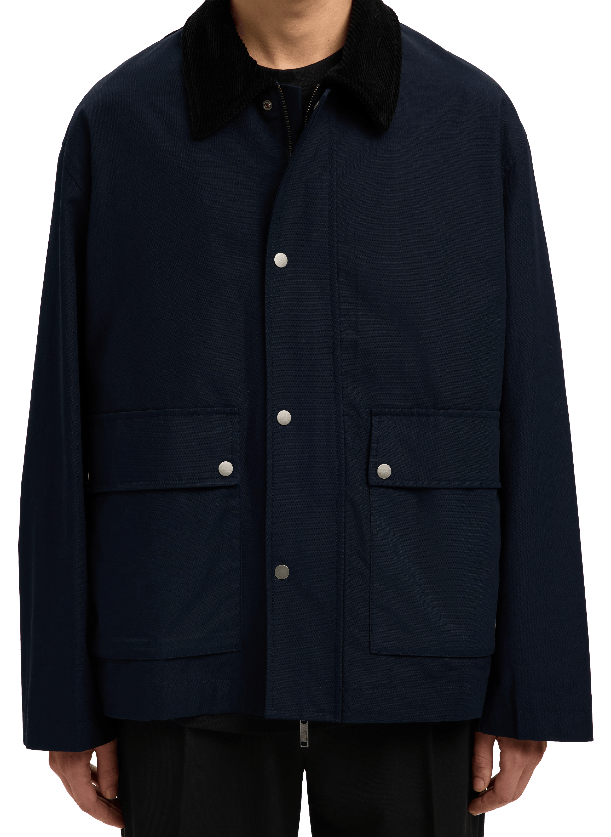 Blouson à col côtelé en coton SELECTED Bleu