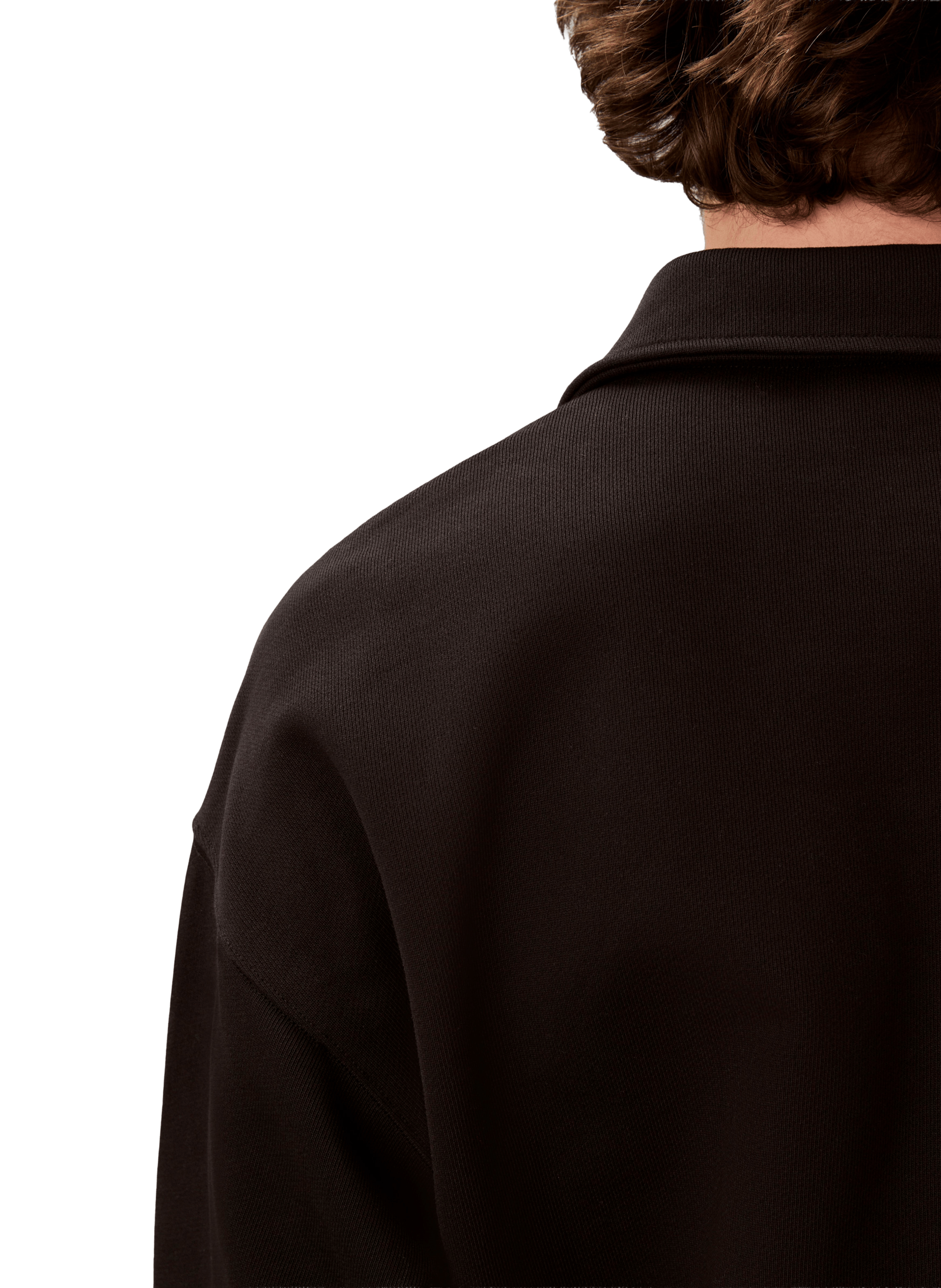 Sweat col polo manches longues en coton CALVIN KLEIN Noir