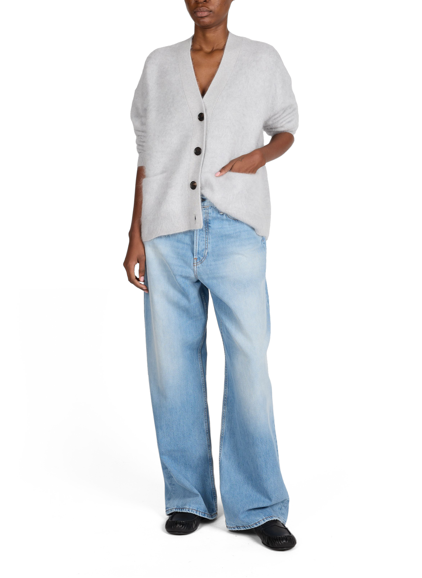 Wide-leg five-pocket cotton jeans ACNE STUDIOS Blue