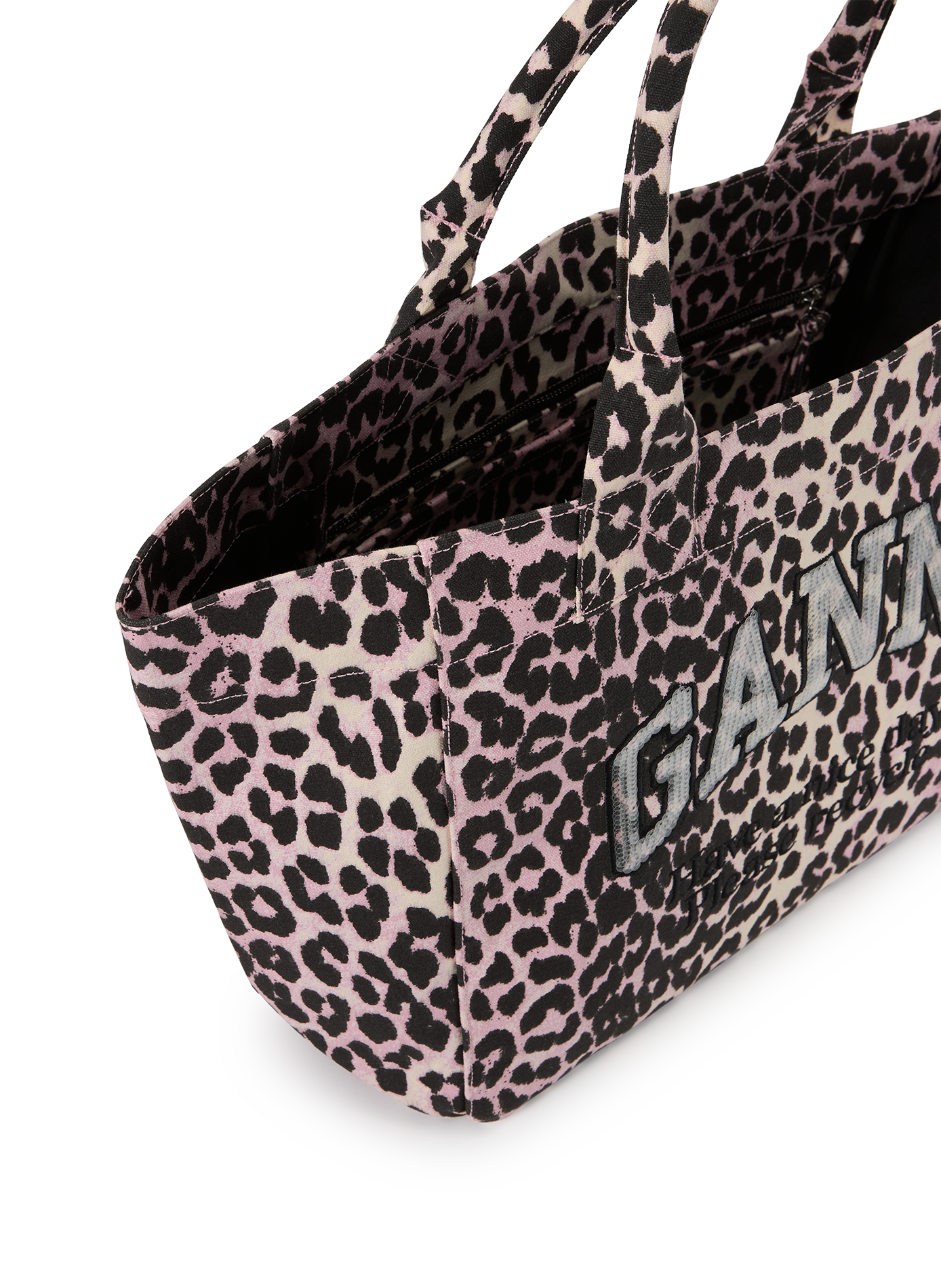 Tote bag with cotton print GANNI Purple