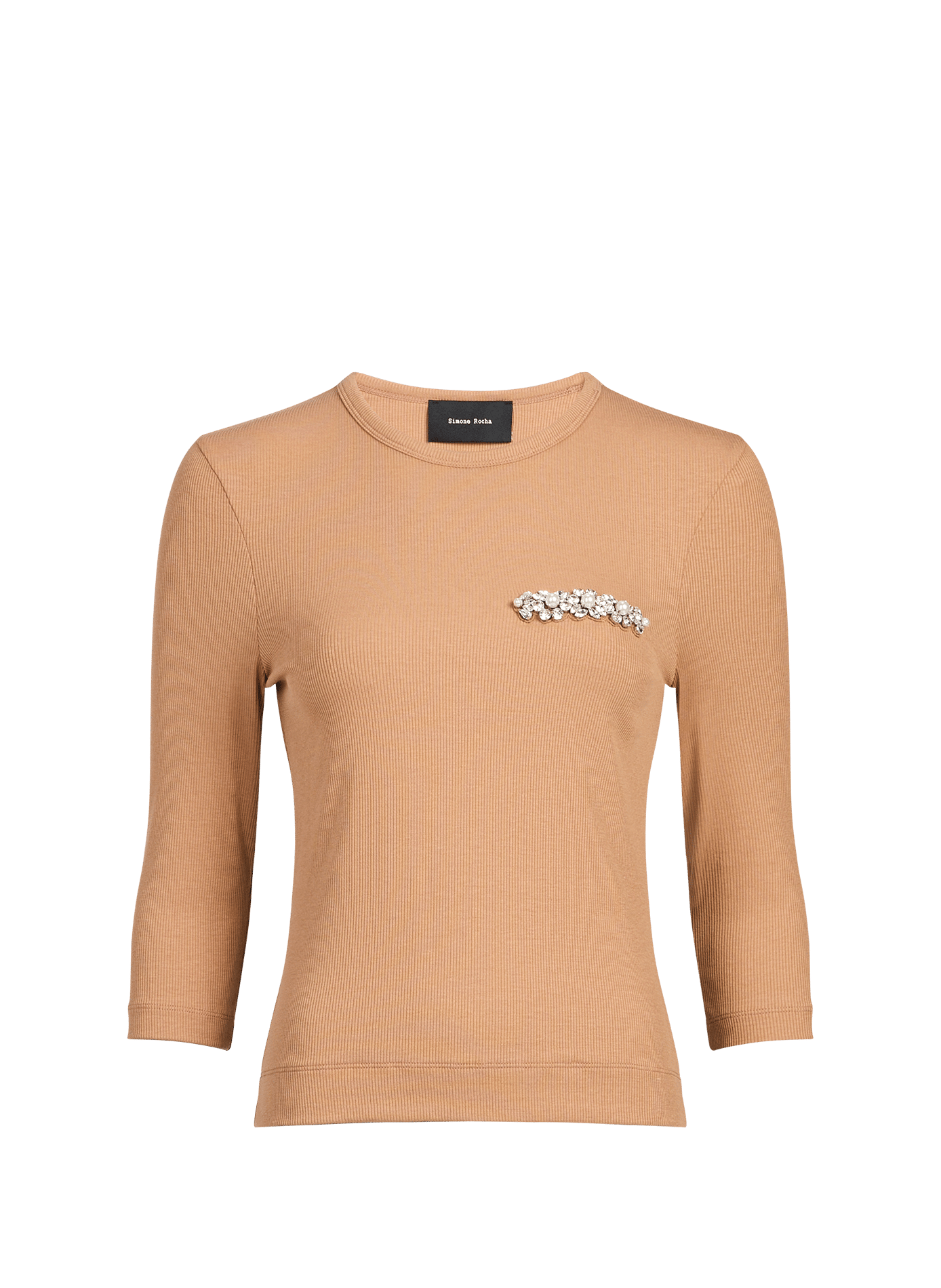 Fitted round neck T-shirt SIMONE ROCHA Beige