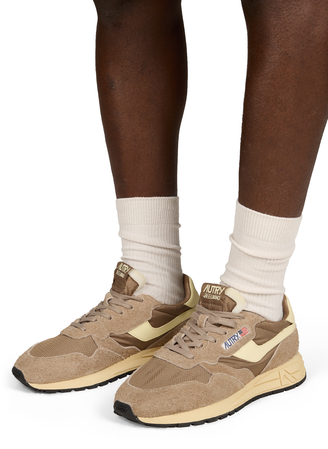 Two-tone serrated sole sneakers AUTRY Brown