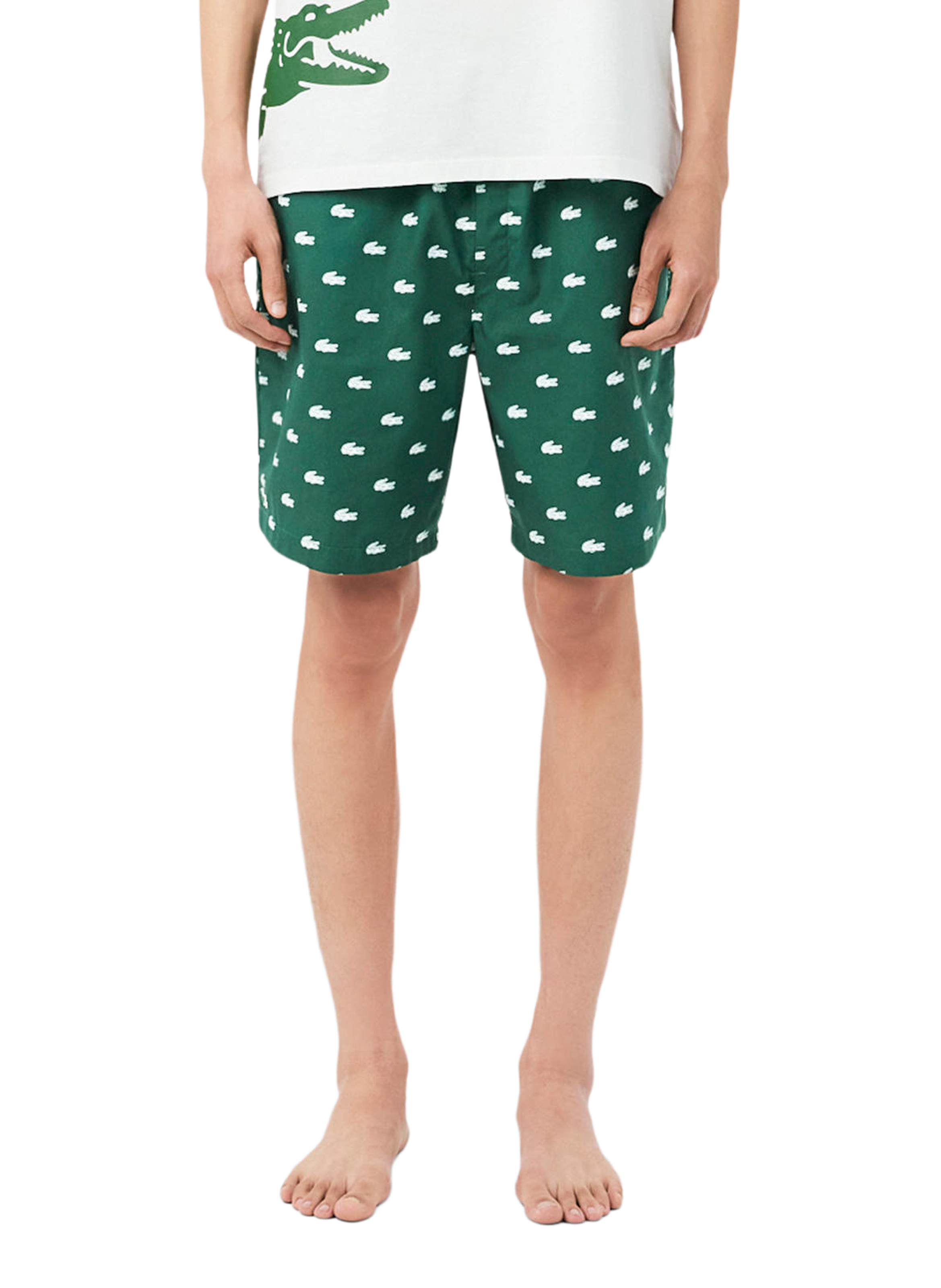 Cotton pajama shorts with pattern LACOSTE Green