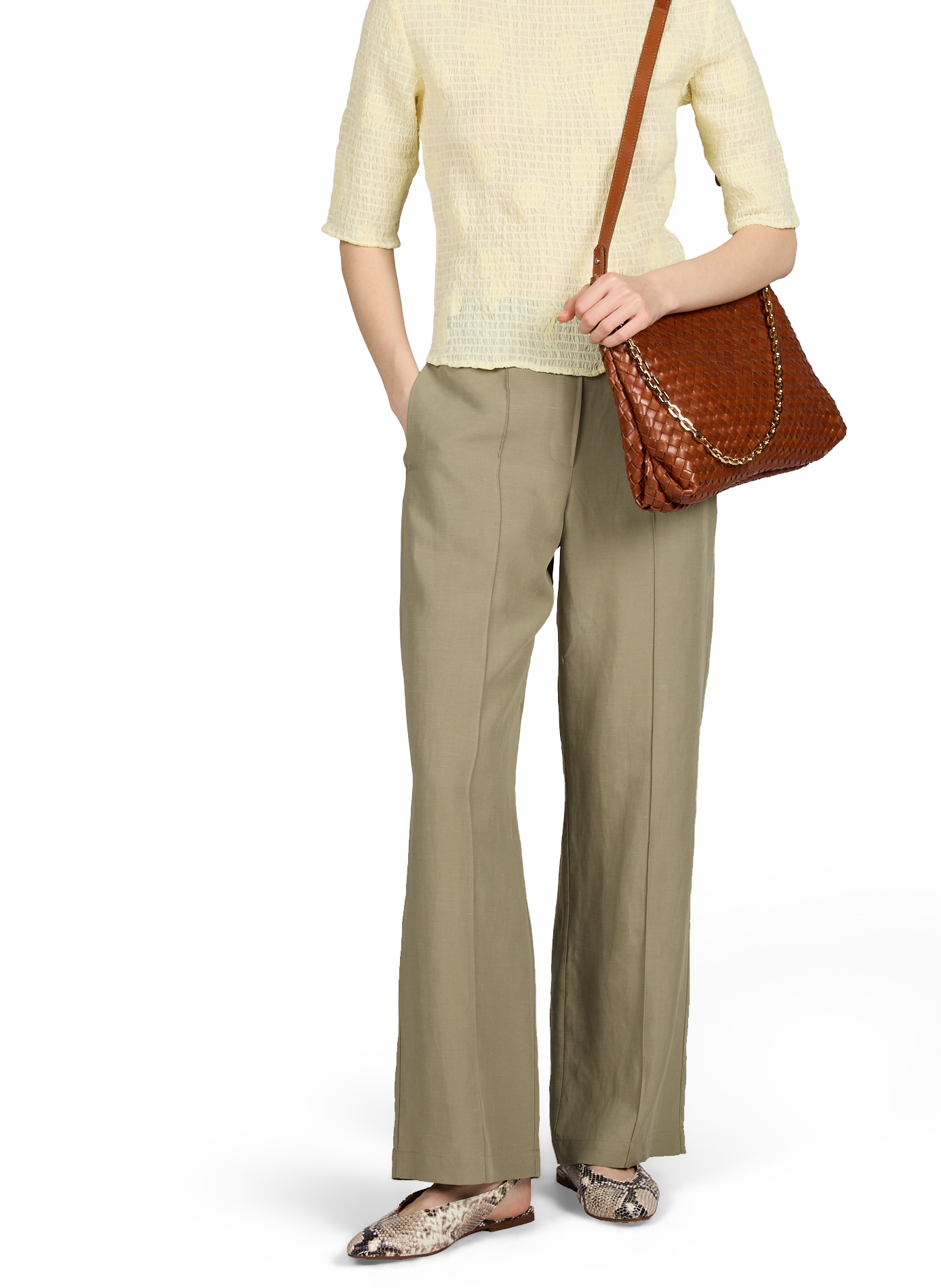 Top tissé Safrida à manches courtes SAMSOE SAMSOE Vert