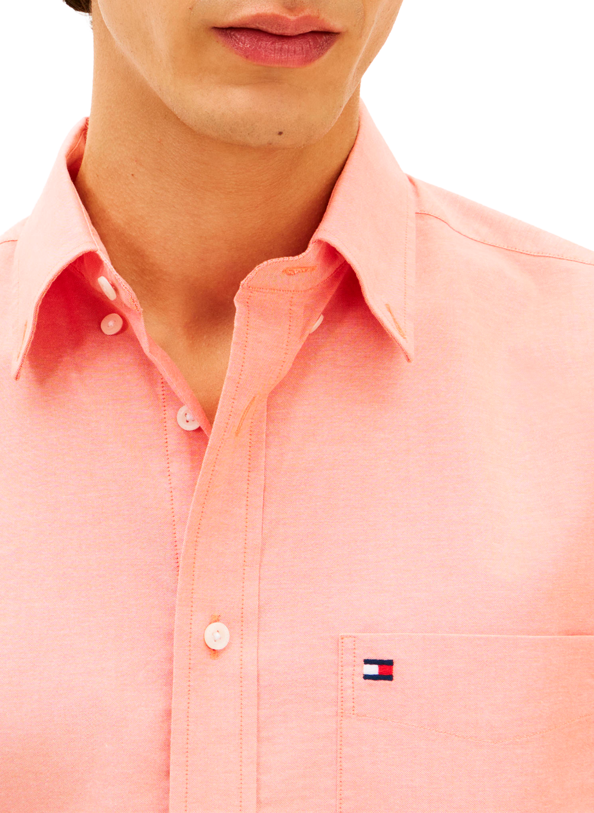 Lightweight slim-fit shirt in blended cotton TOMMY HILFIGER Orange