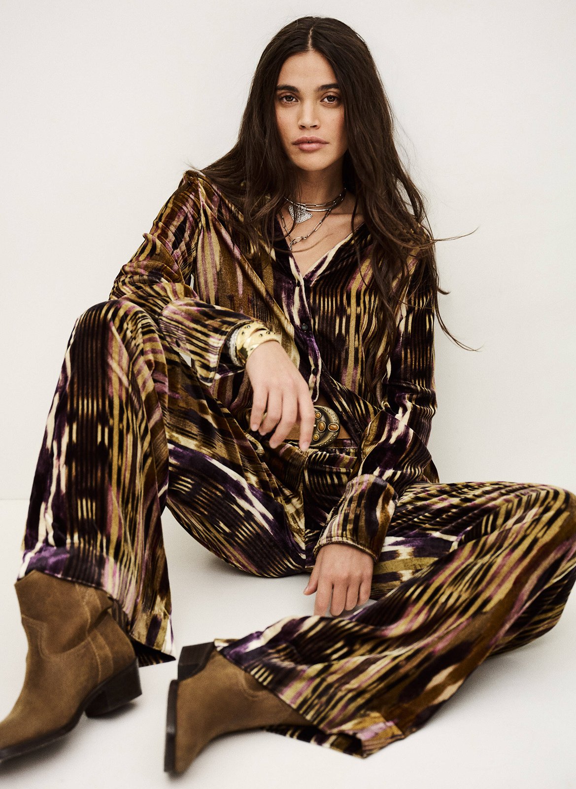 Pantalon large imprimé velvo BA&SH Kaki