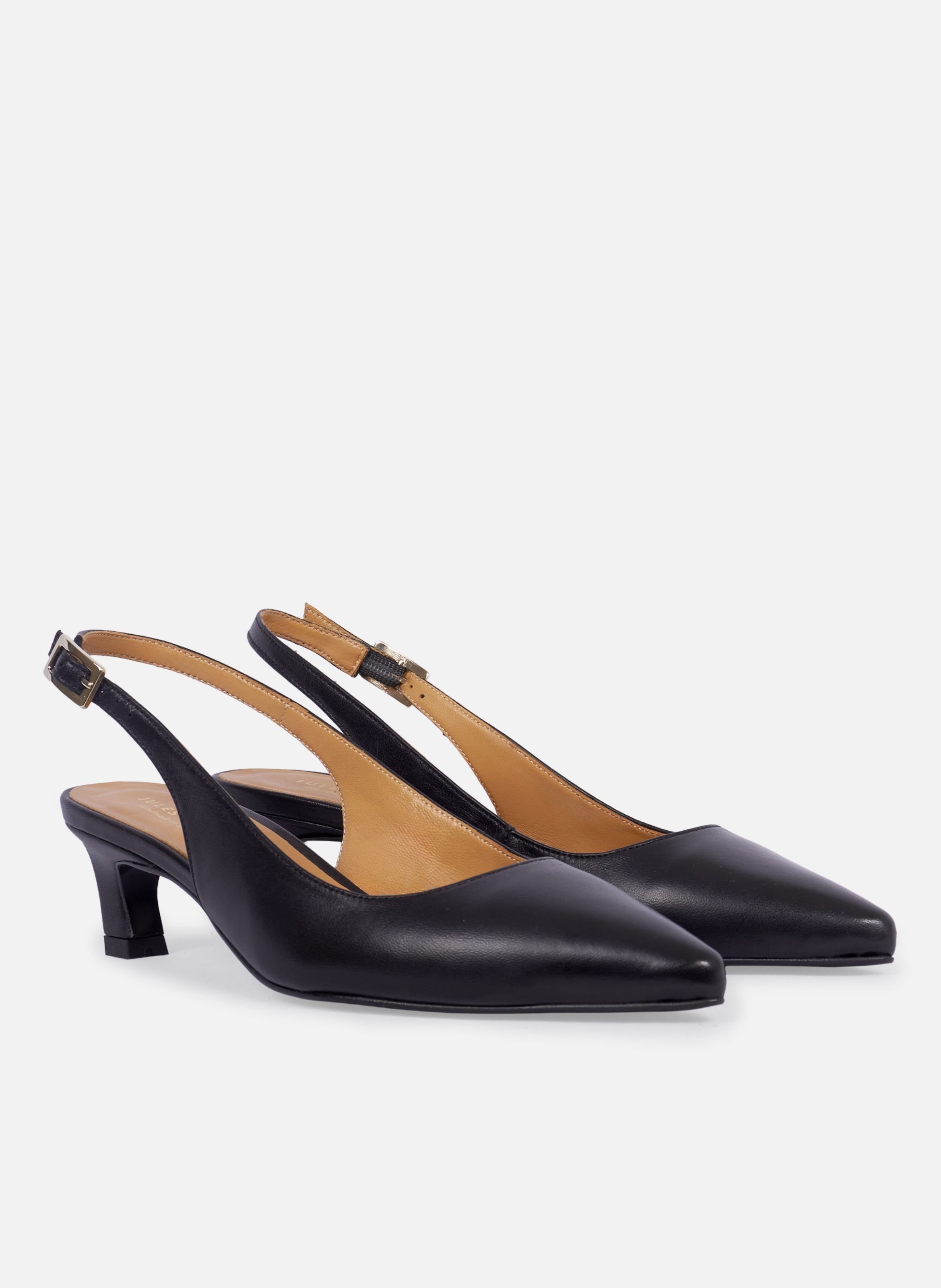 Escarpins slingback albane petit talon cuir lisse JULES & JENN Noir