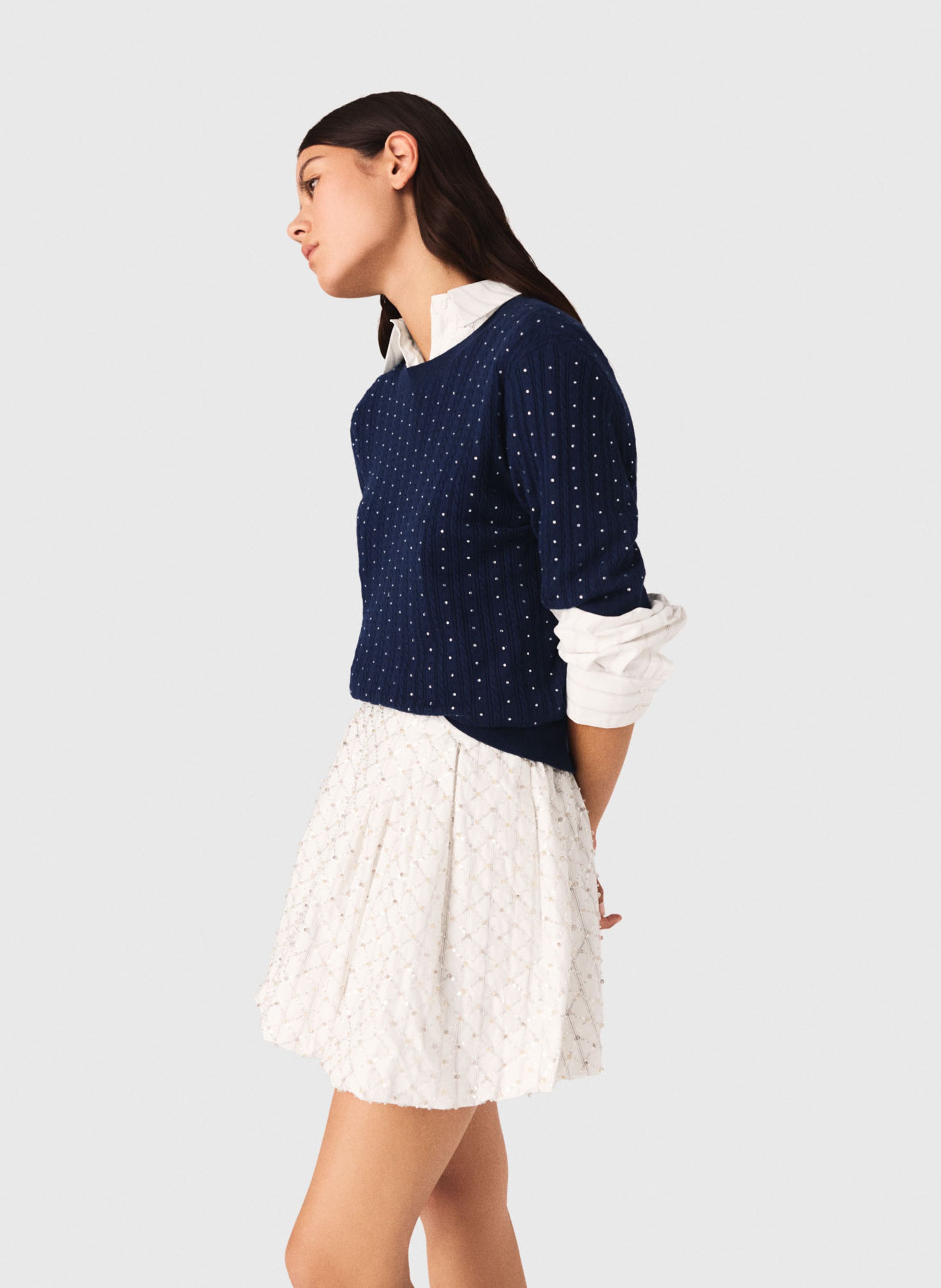 Jupe évasée courte en coton MAJE Blanc