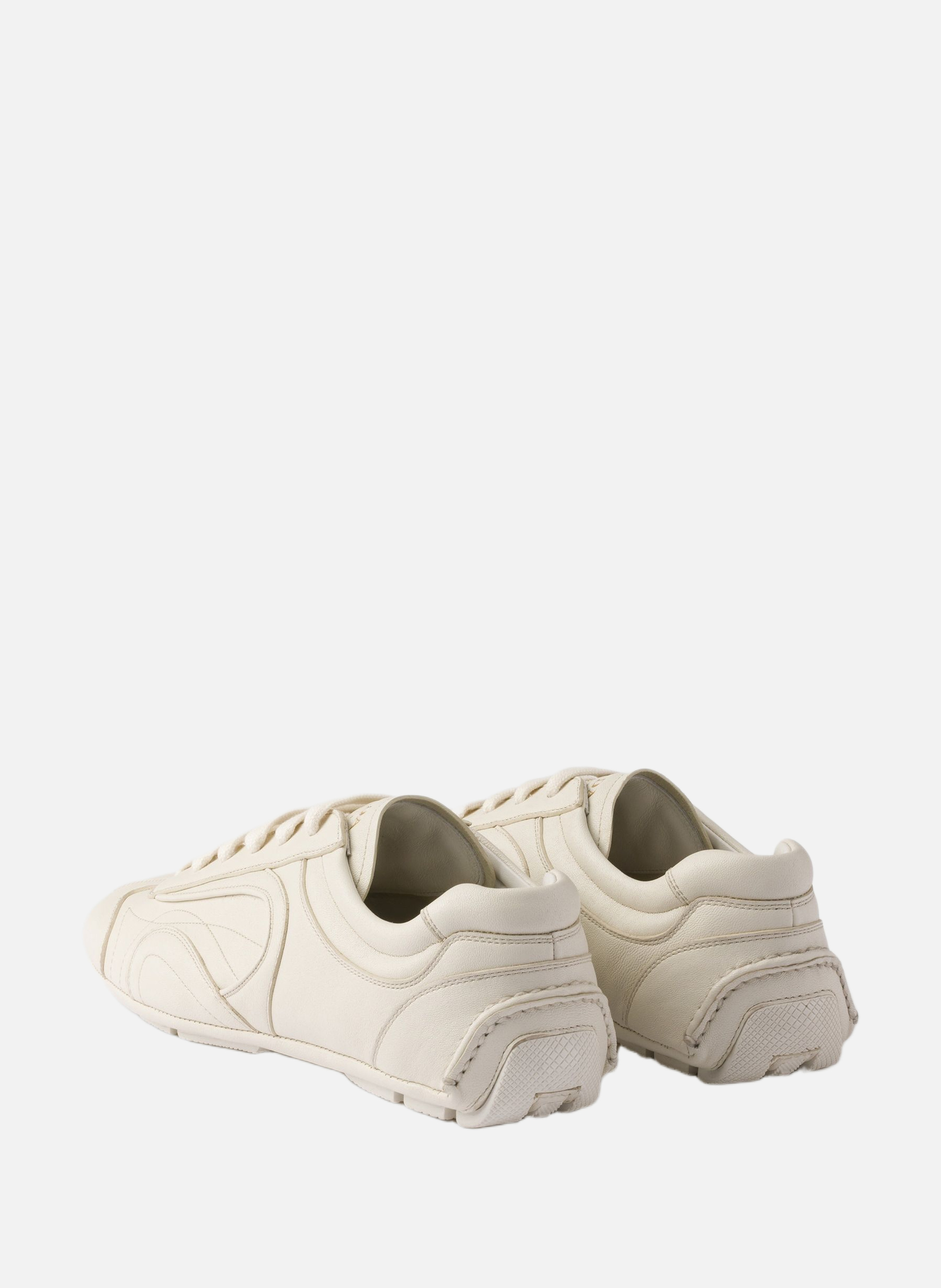 Baskets montecarlo re-edition 2005 en cuir nappa v PRADA Beige