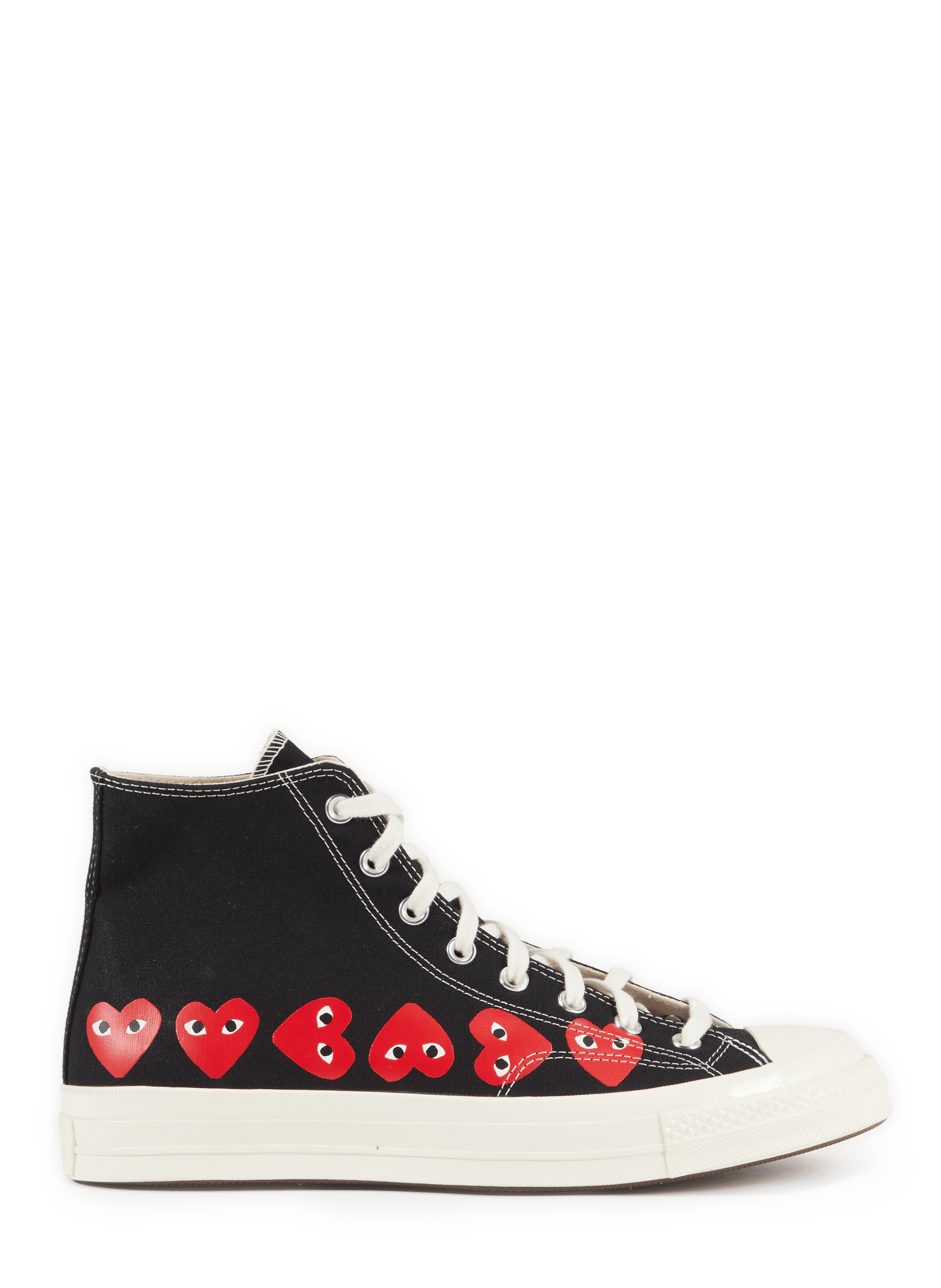 High-top cotton sneakers with hearts COMME DES GARCONS PLAY Black