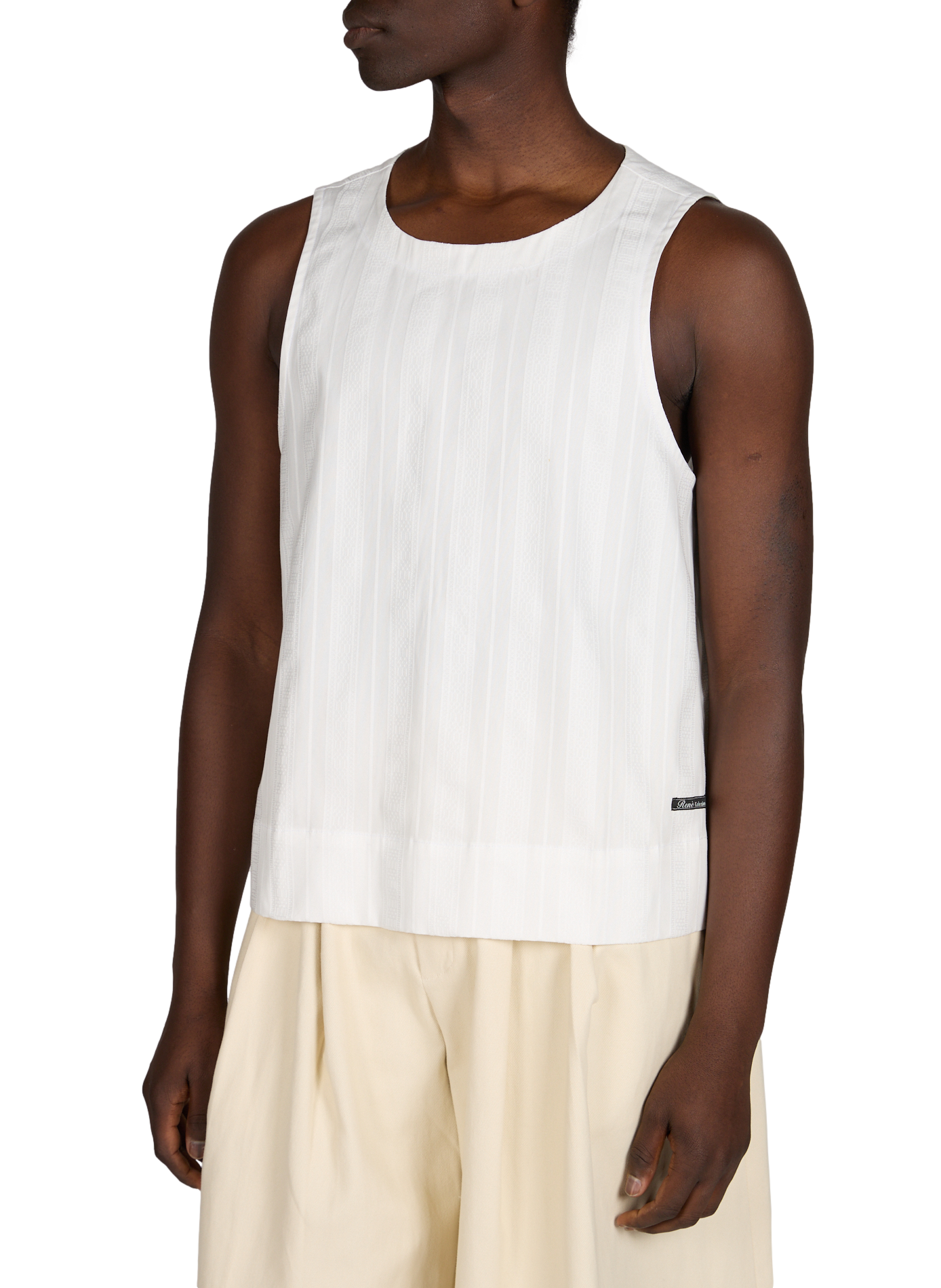 Two-sided cotton tank top RENÈ White