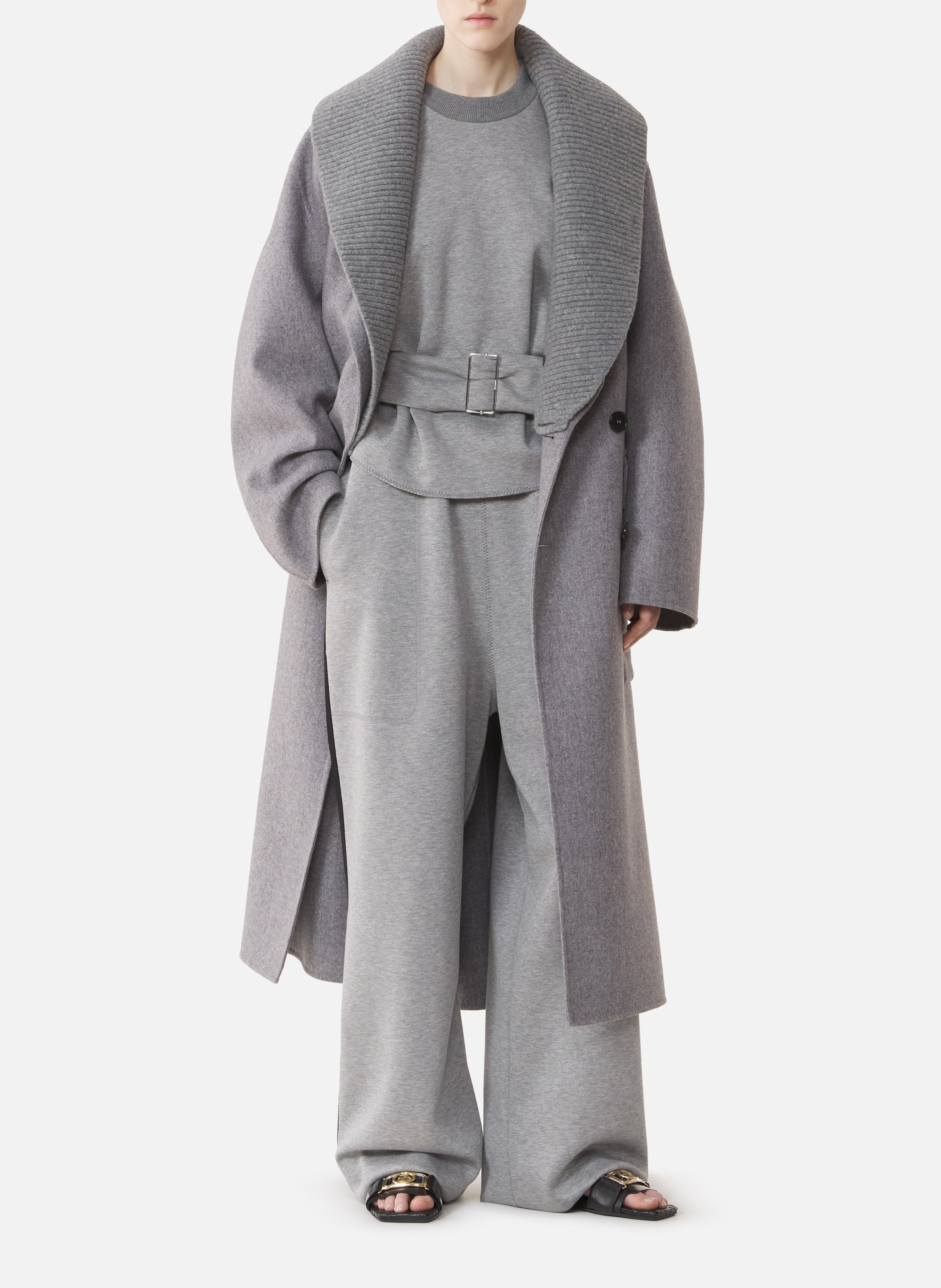 Manteau en laine cachemire double face LANVIN Gris