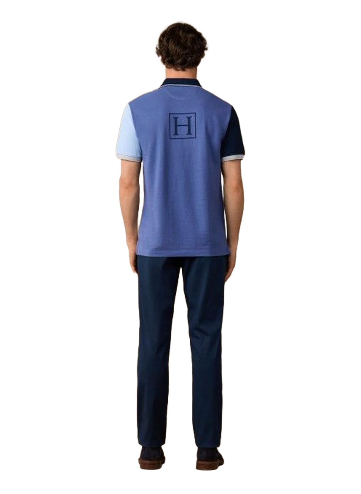 Polo droit à motif en coton HACKETT Bleu