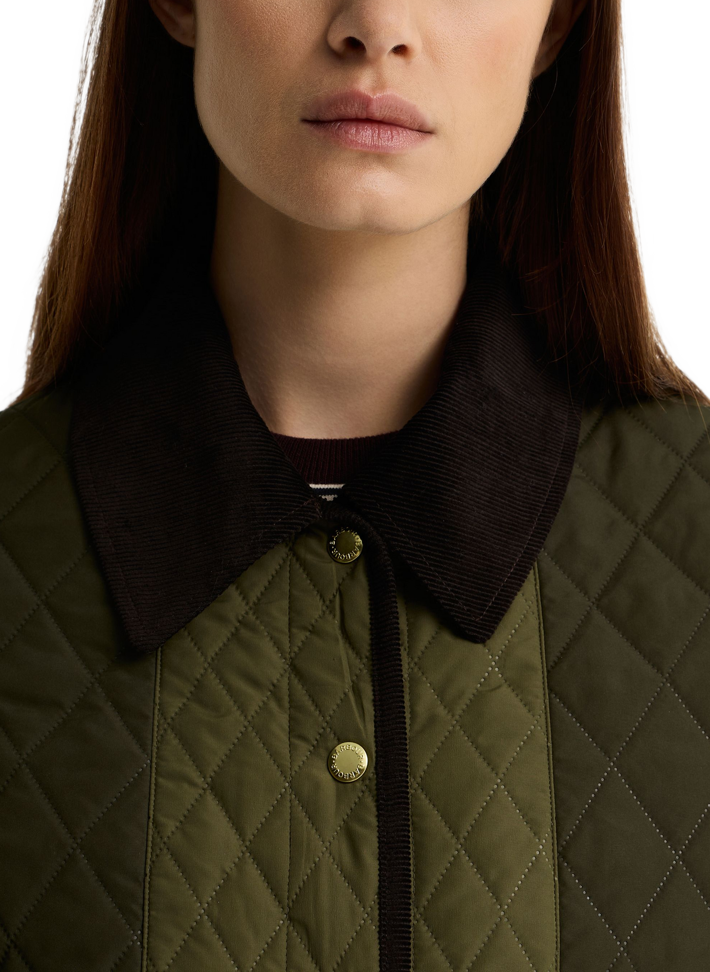 Quilted straight jacket with contrast collar BARBOUR Green