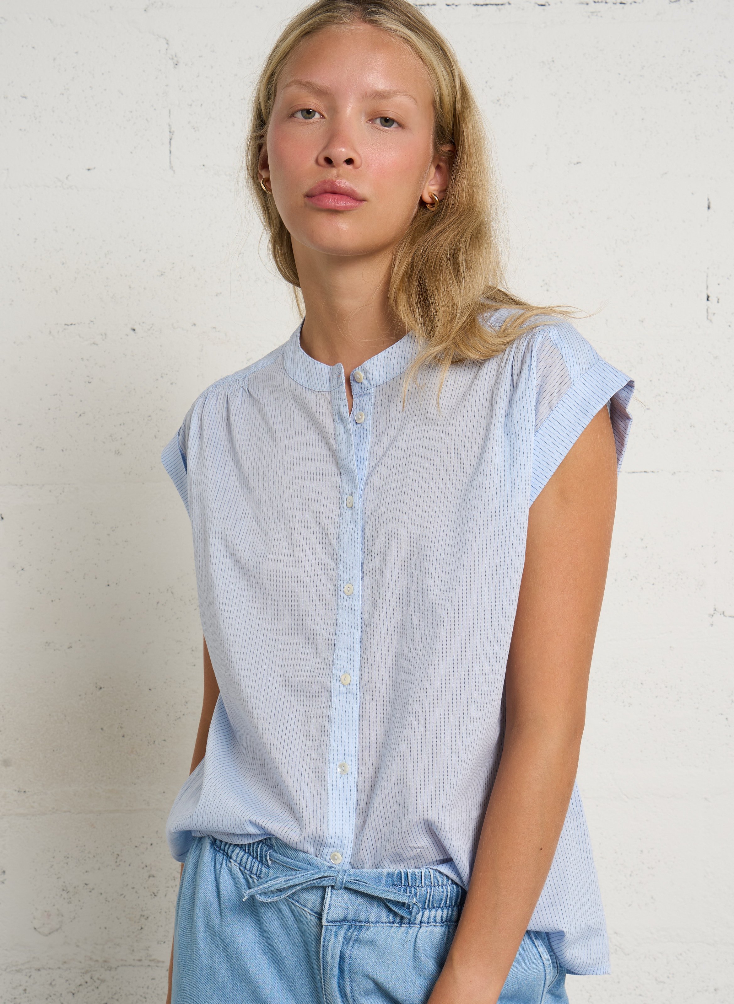Chemise droite en coton monica MAISON 123 Bleu
