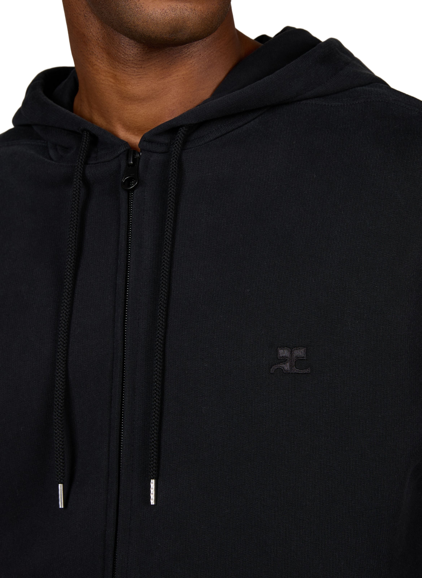 Gewassen katoenen hoodie met verweerd effect COURRÈGES Grijs