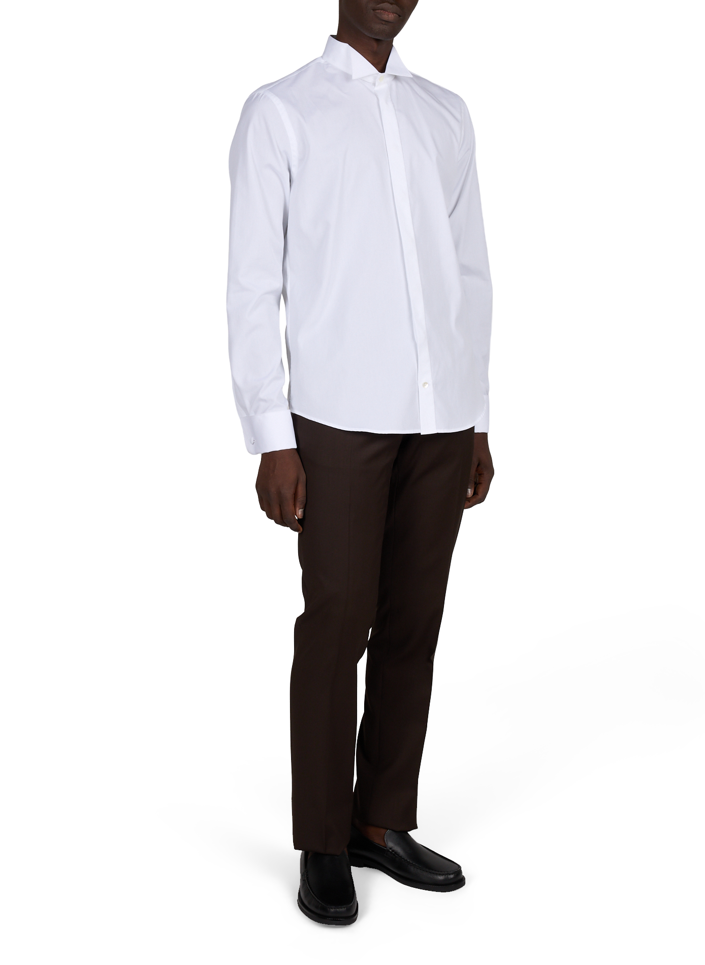 Pantalon droit en laine vierge et cachemire CORNELIANI Marron