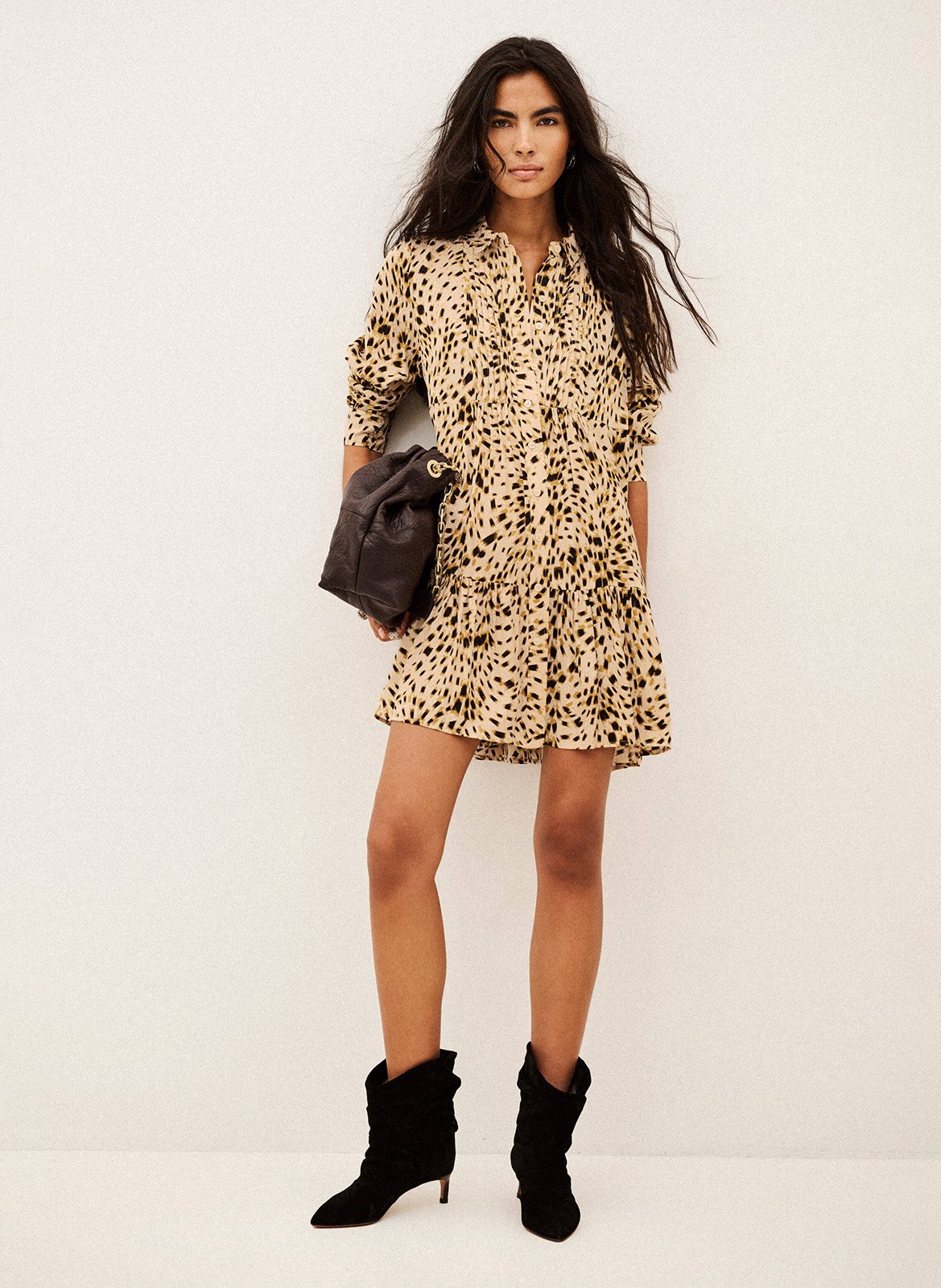 Robe courte ample imprimée hosy BA&SH Beige