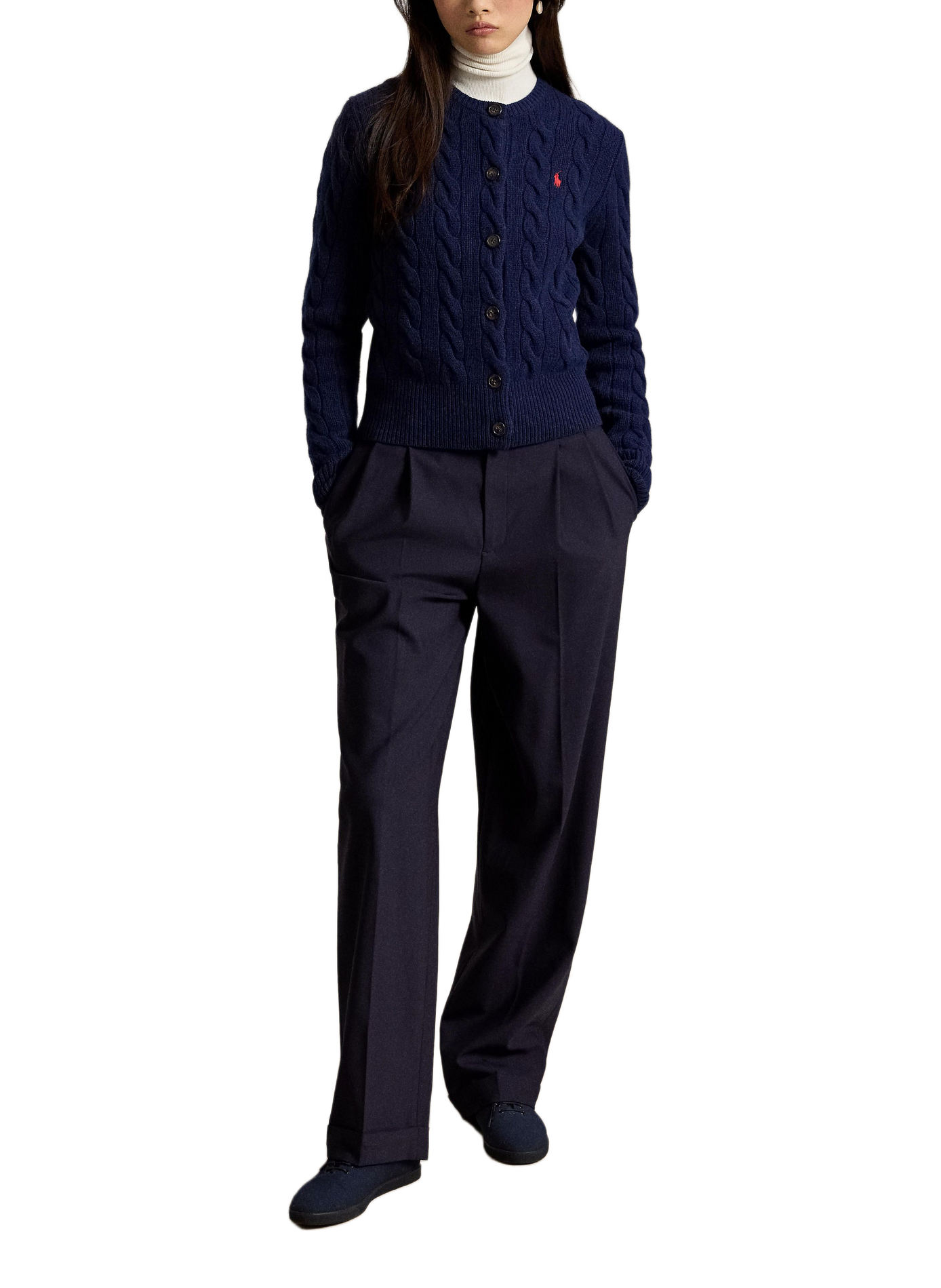 Round neck cardigan in wool and cashmere POLO RALPH LAUREN Blue