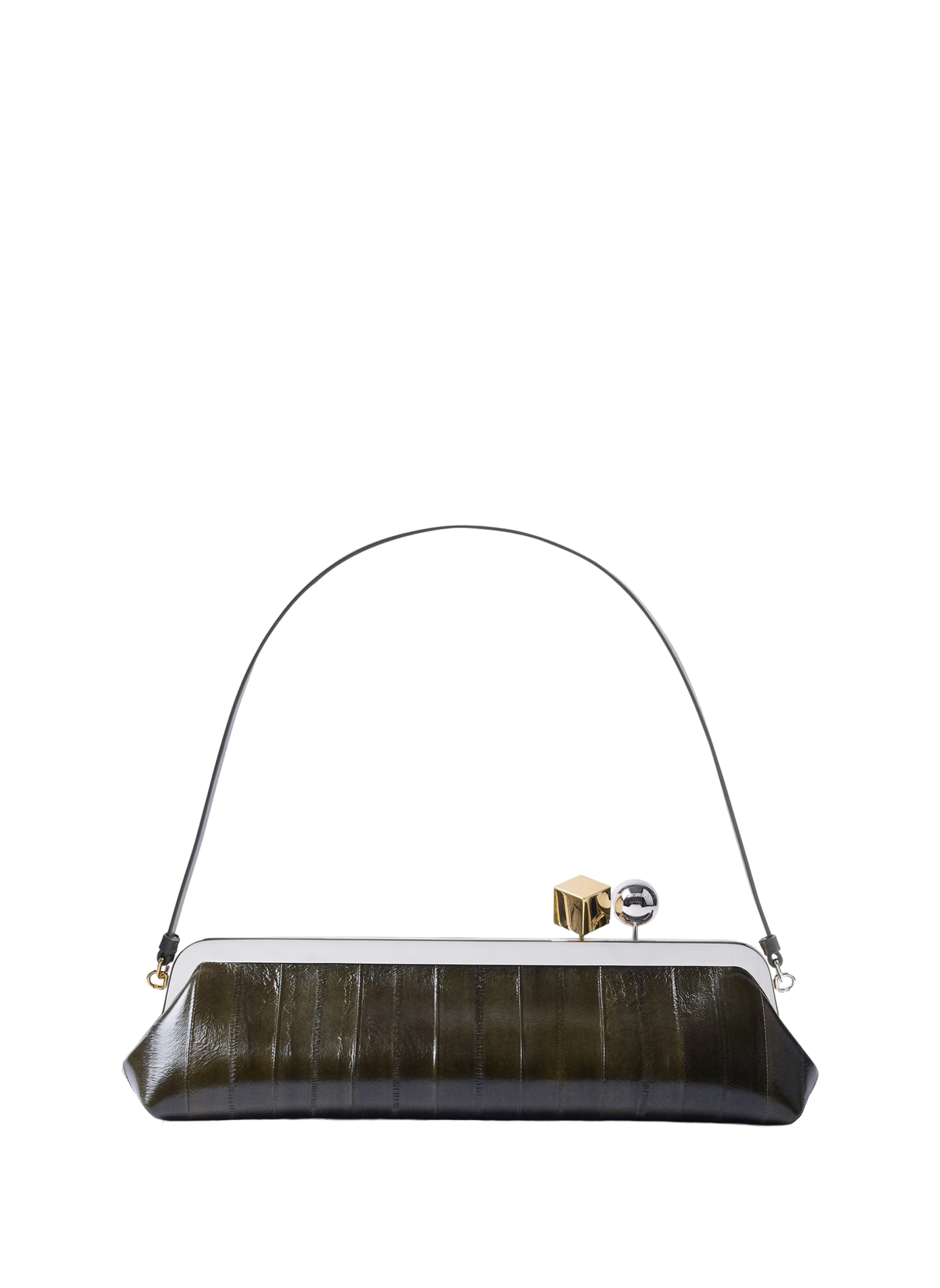 La pochette Salon en cuir d'anguille tanné JACQUEMUS Khaki