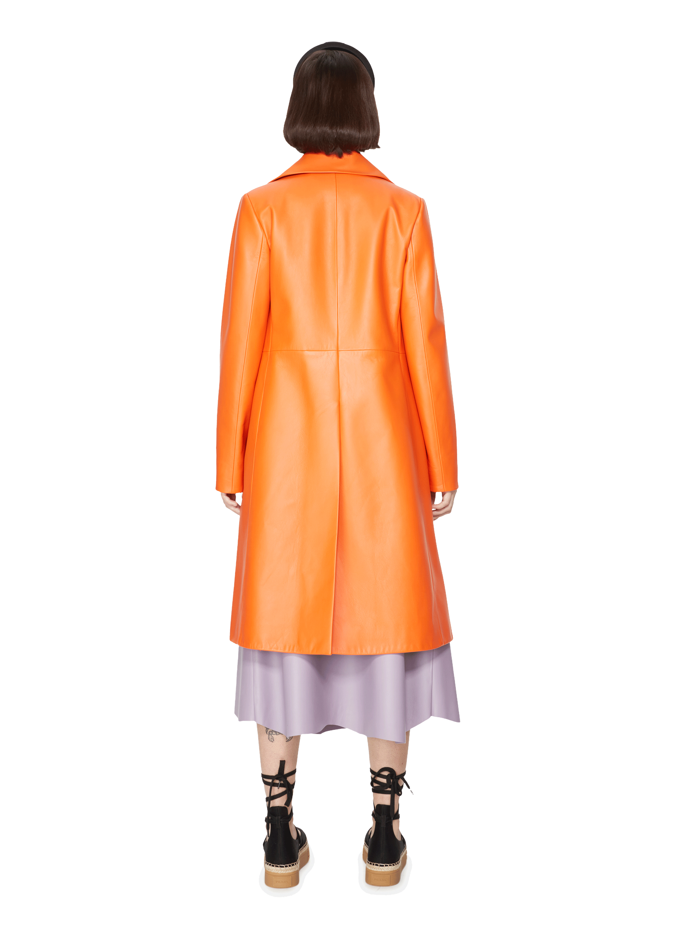Leather Coat  PRADA Orange