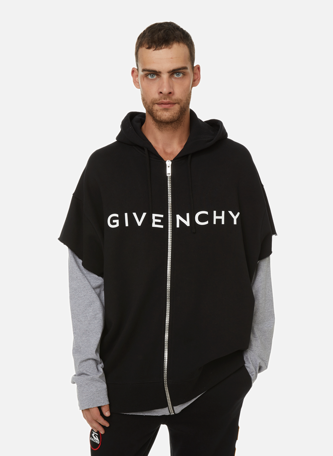 Cotton jersey zip-up logo hoodie GIVENCHY