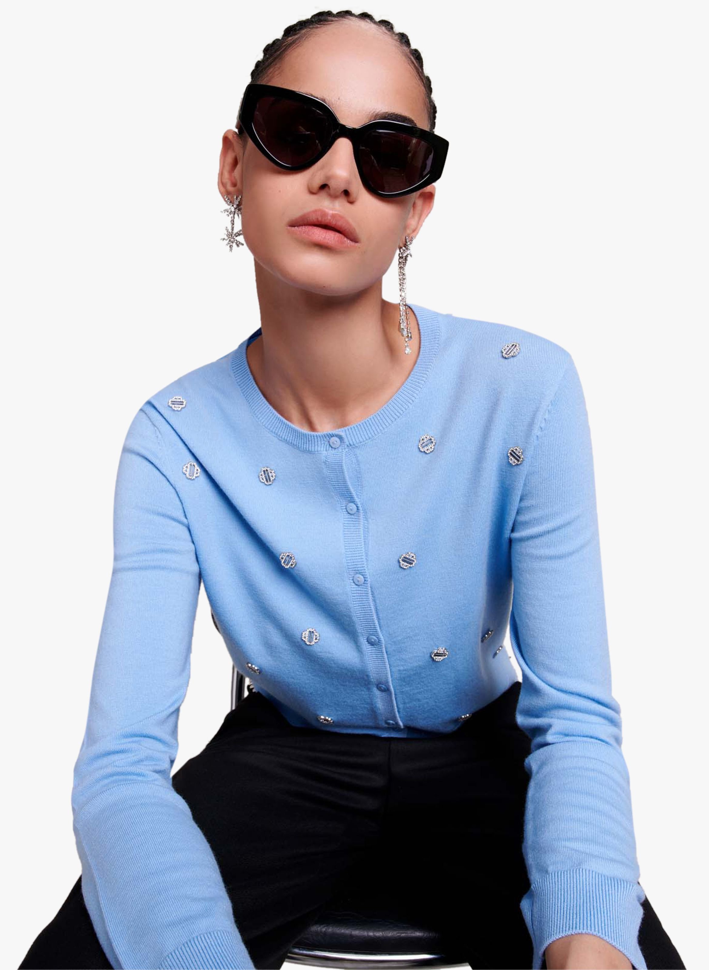 Boucles d'oreille étoile asymétriques pendantes MAJE Argent