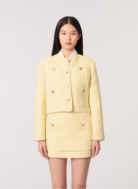 Veste courte droite en tweed Jaune by MAJE MAJE Veste courte droite en tweed Jaune