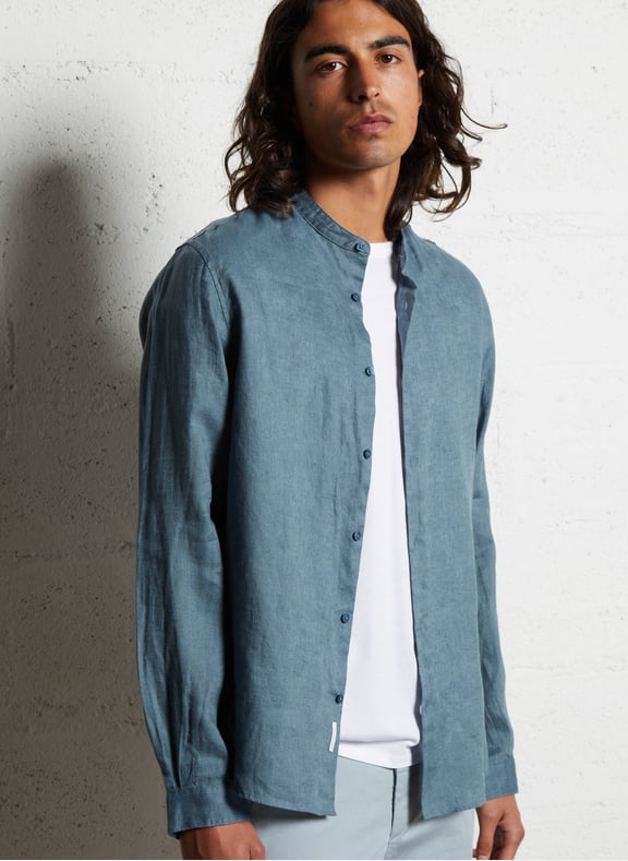 Chemise oversize en lin Bleu by IKKS IKKS Chemise oversize en lin Bleu