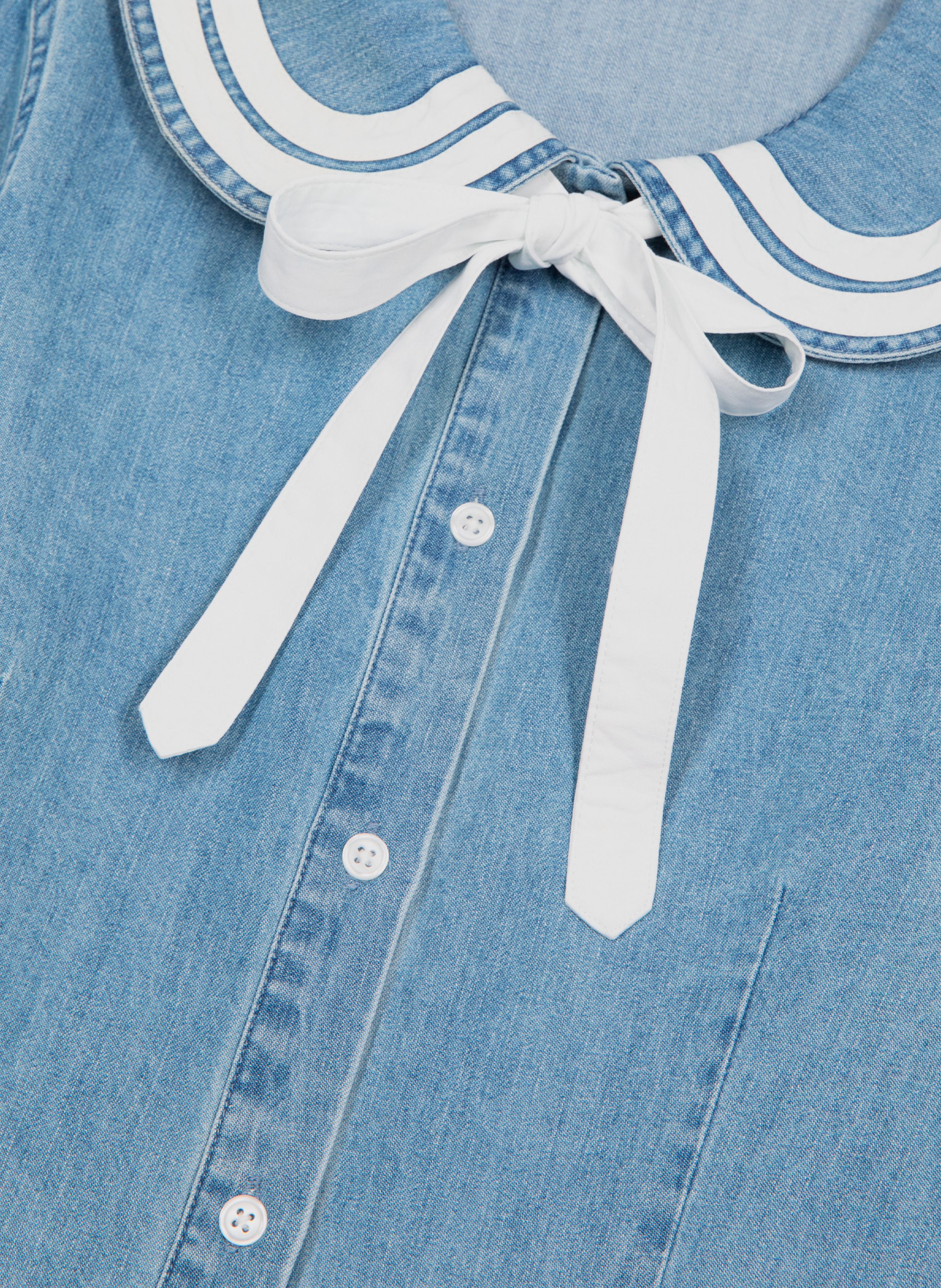 Chemise col claudine en denim THE KOOPLES Bleu