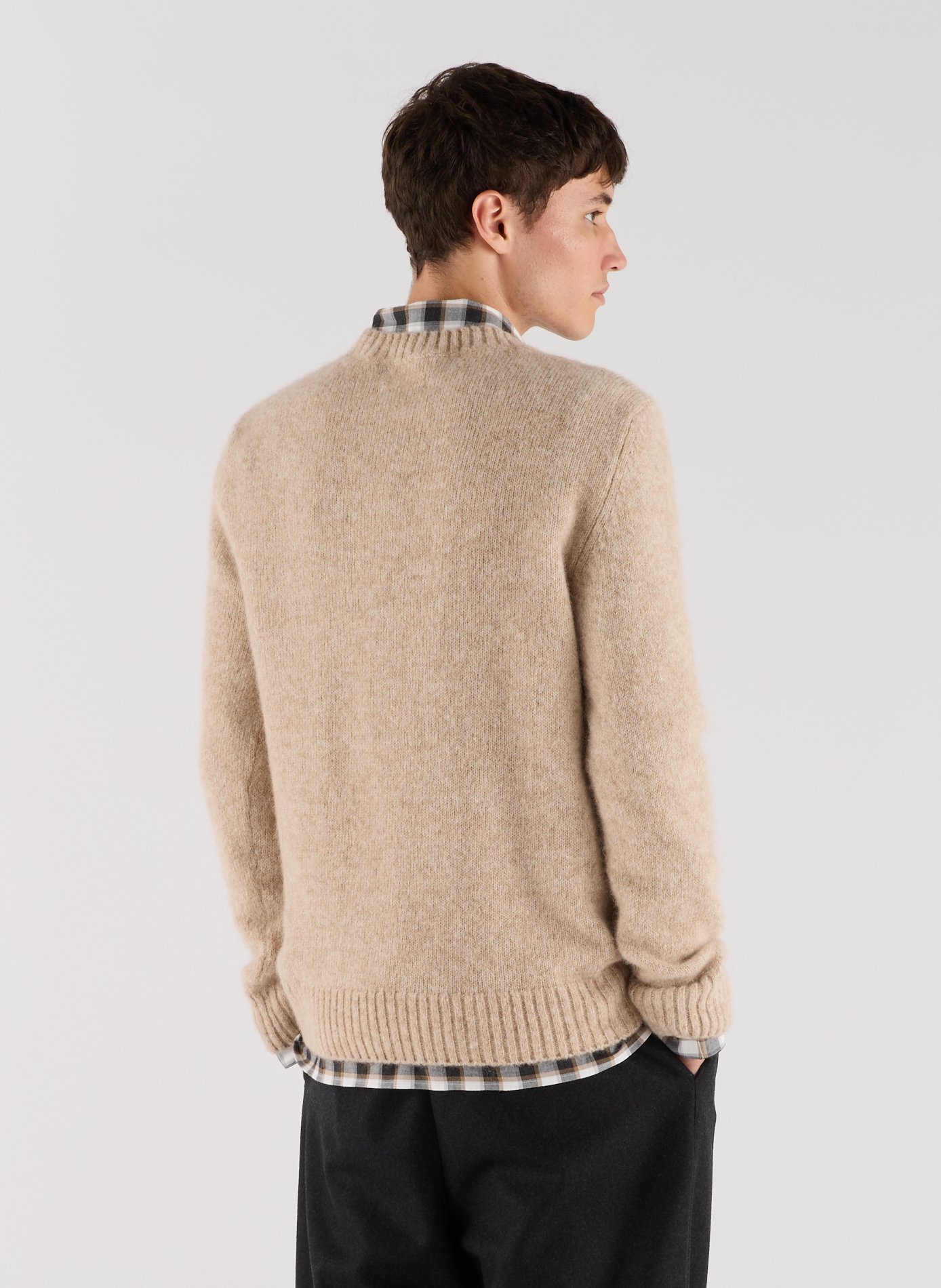 Round neck alpaca blend sweater SAISON 1865 Brown
