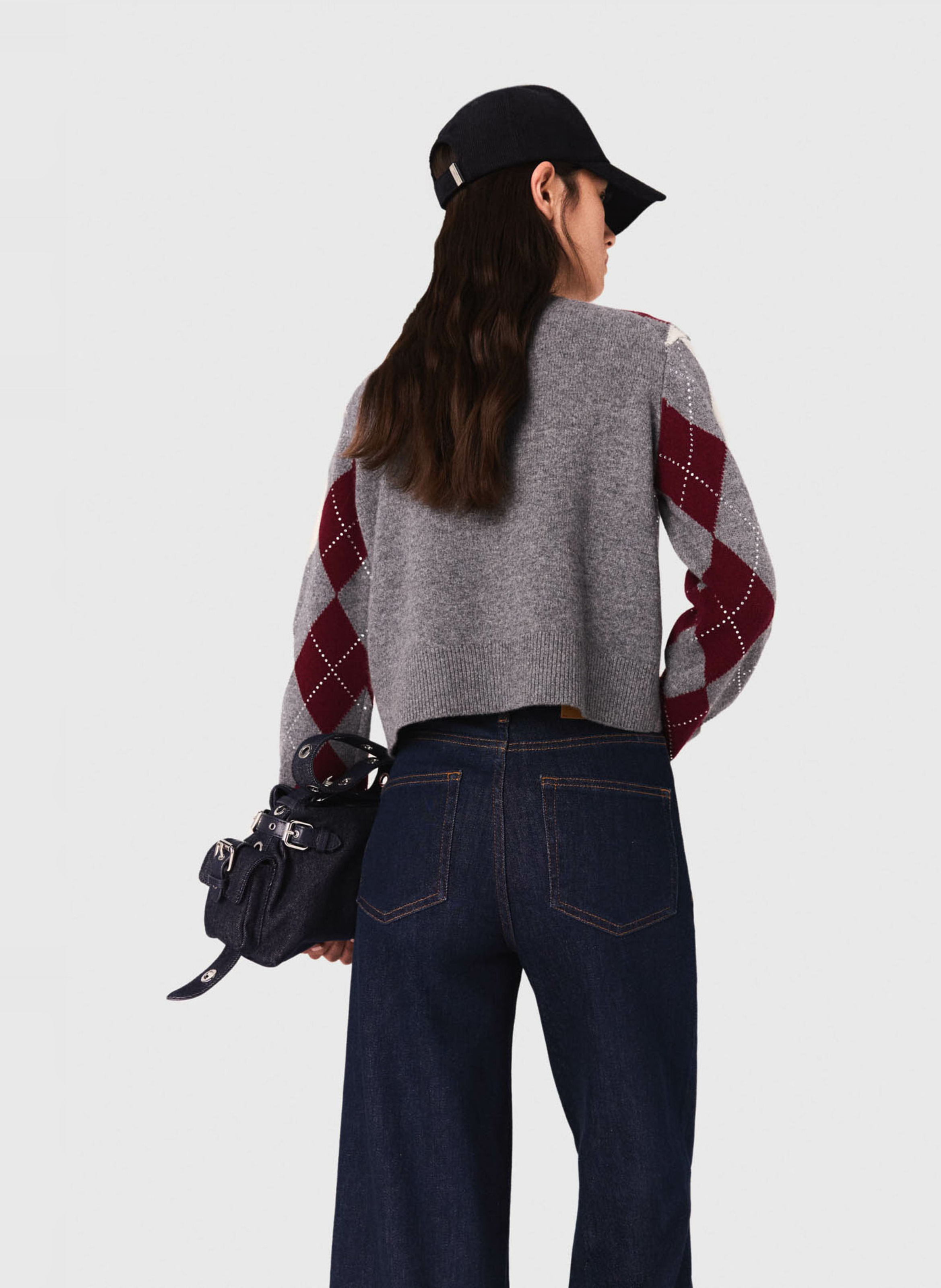 Pull col rond en laine Gris