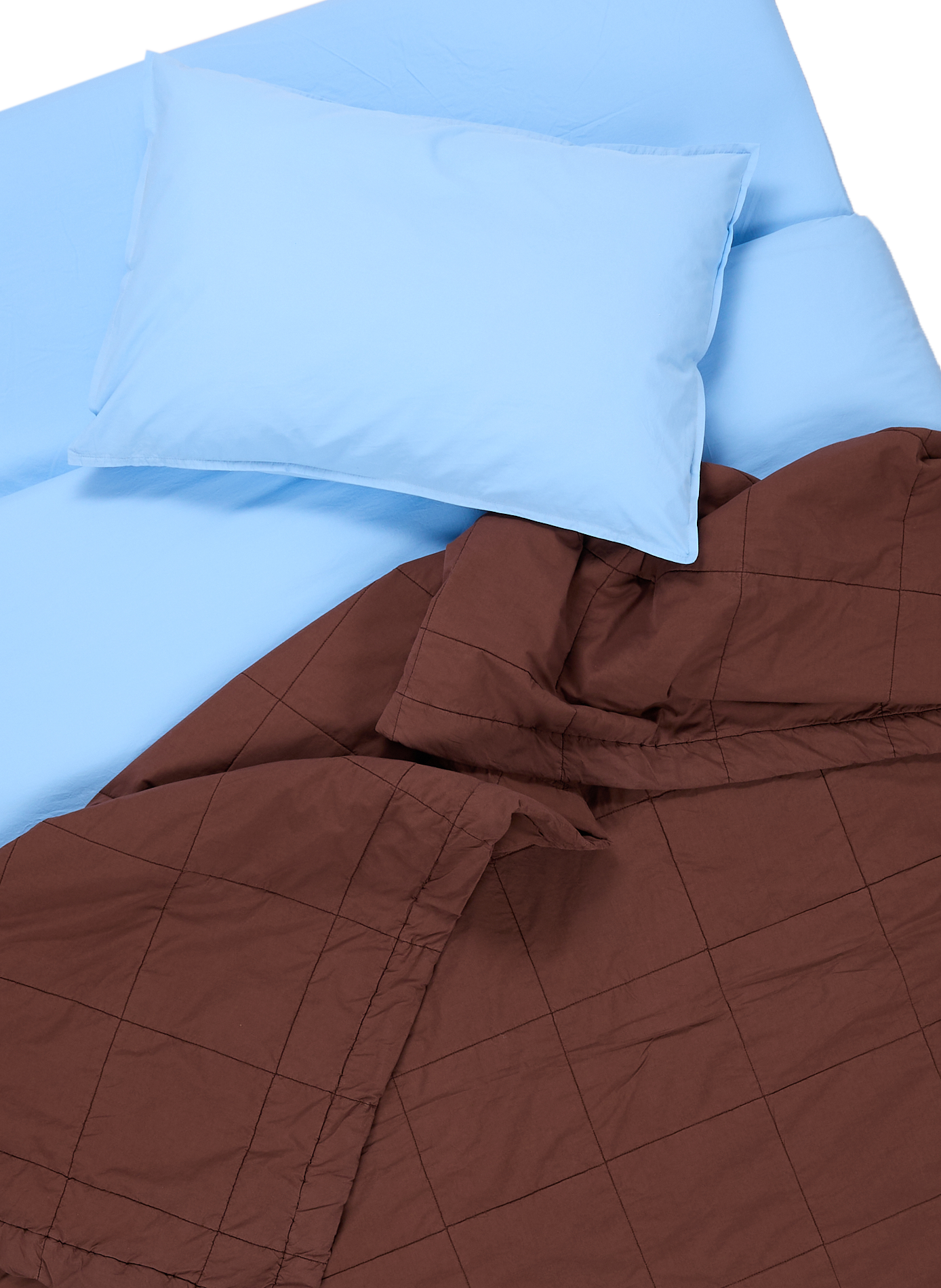 Couvre-lit à carreaux en percale de coton AU PRINTEMPS PARIS Marron