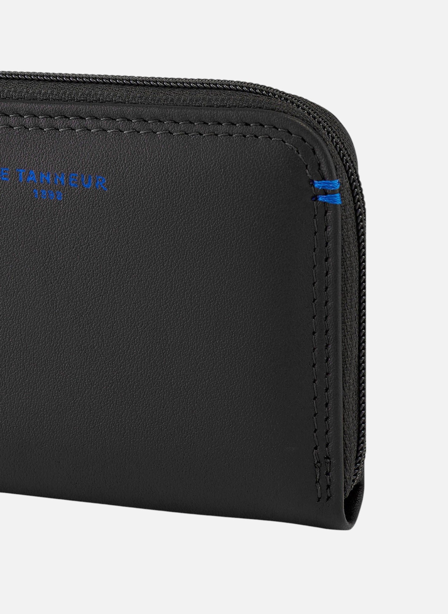 Porte monnaie zippé martin en cuir lisse LE TANNEUR Noir