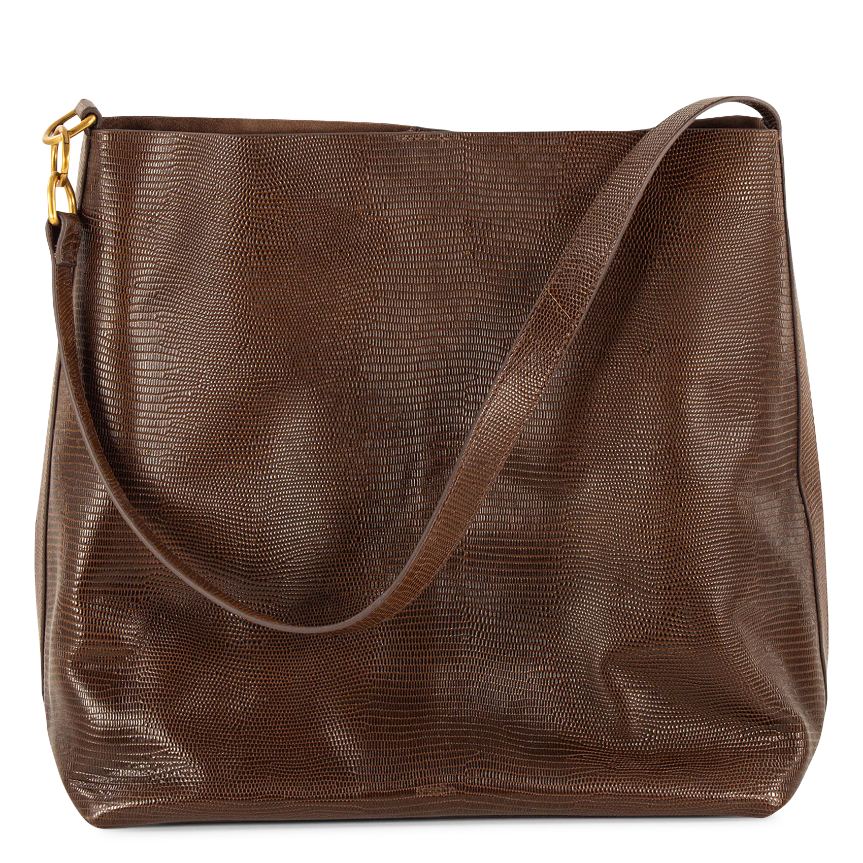 Grand cabas imprimé lézard en cuir vita mia e Marron