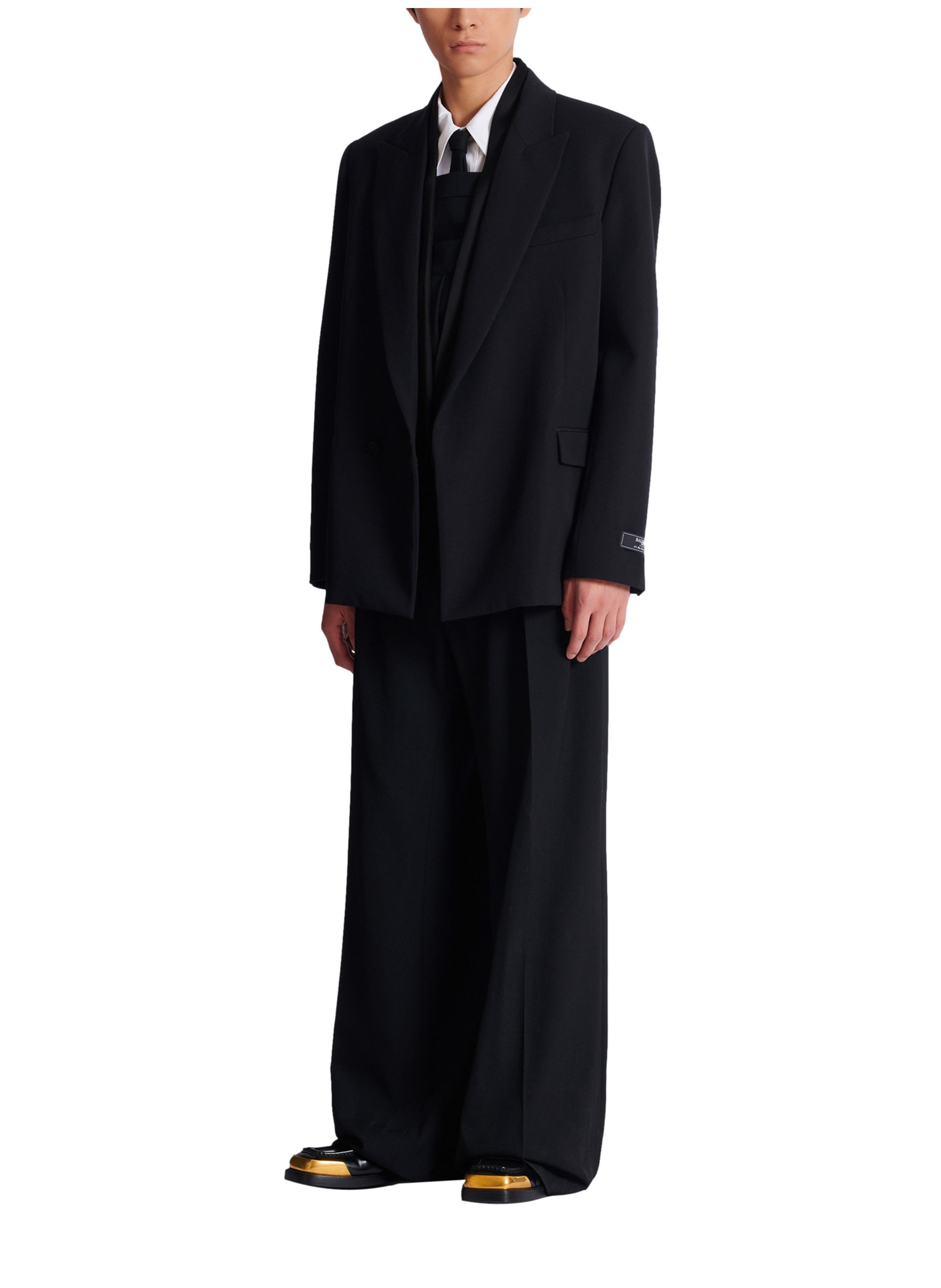 Veste 1 bouton en grain de poudre BALMAIN Noir