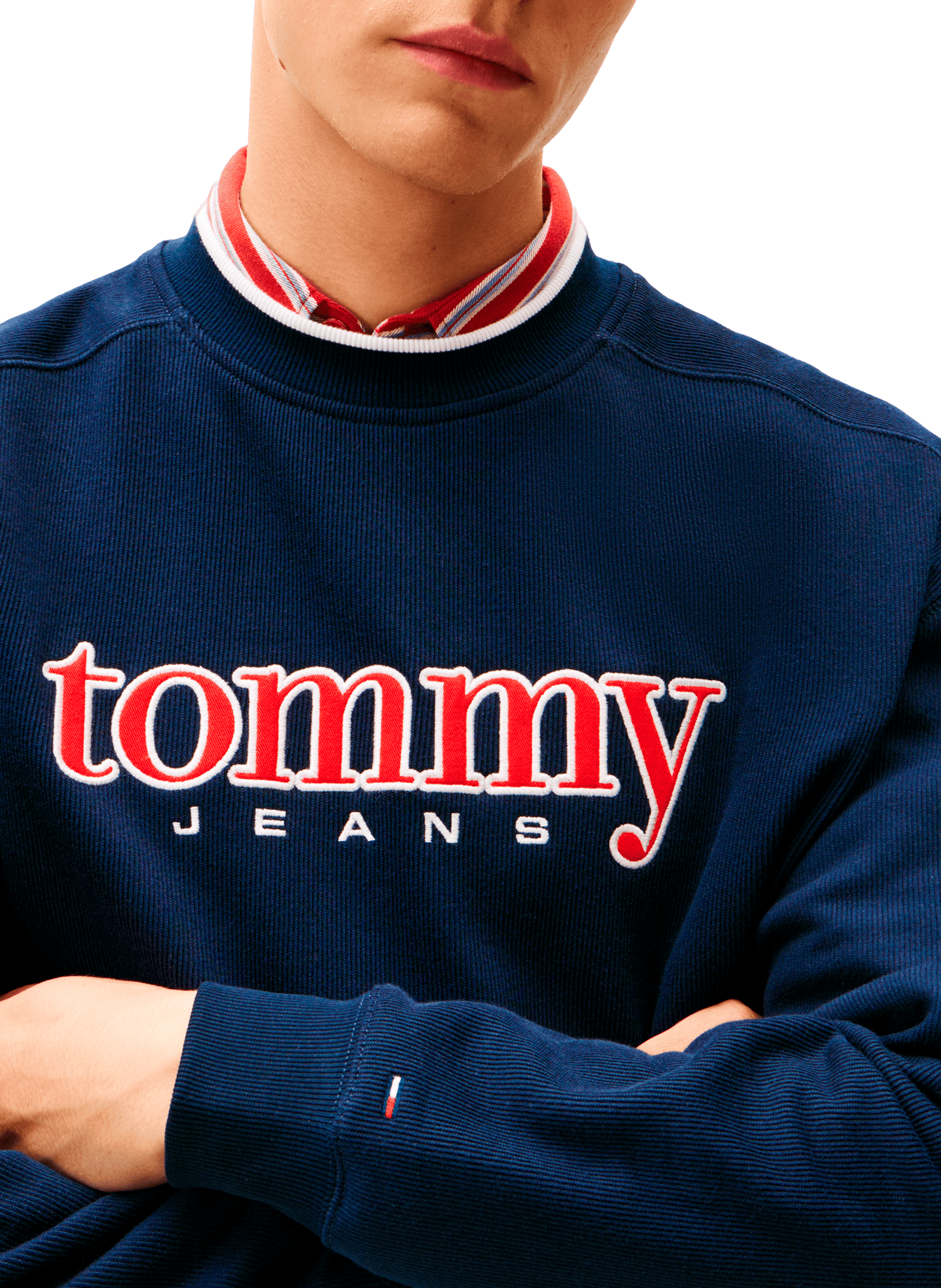 Sweat col rond en coton mélangé TOMMY HILFIGER Bleu