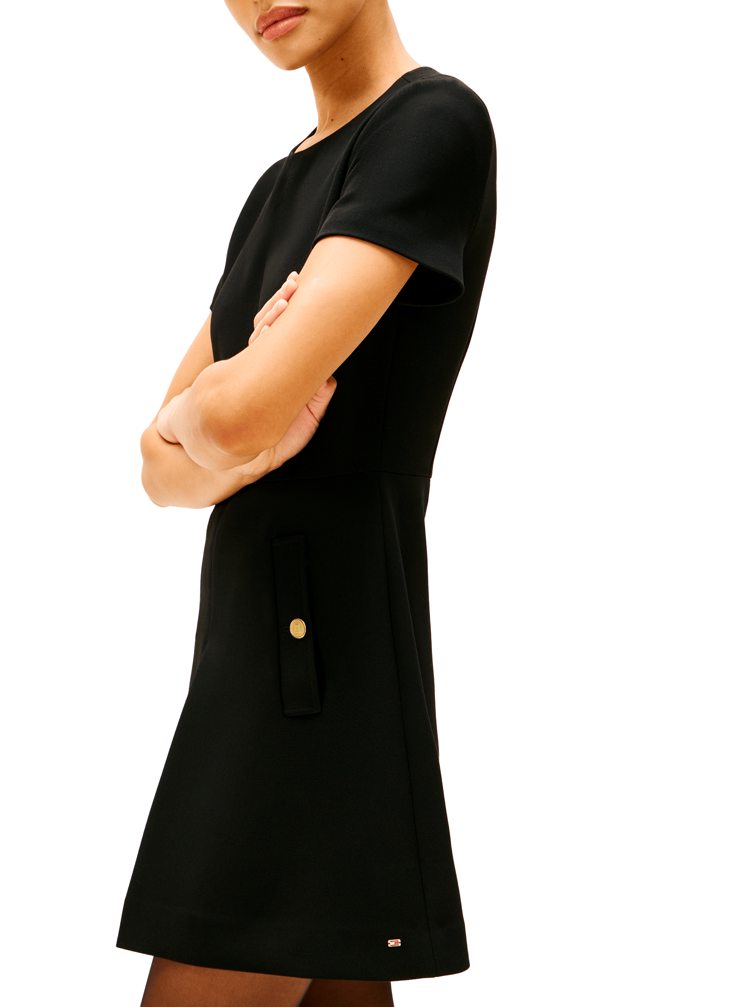 Short pleated dress with short sleeves TOMMY HILFIGER Black