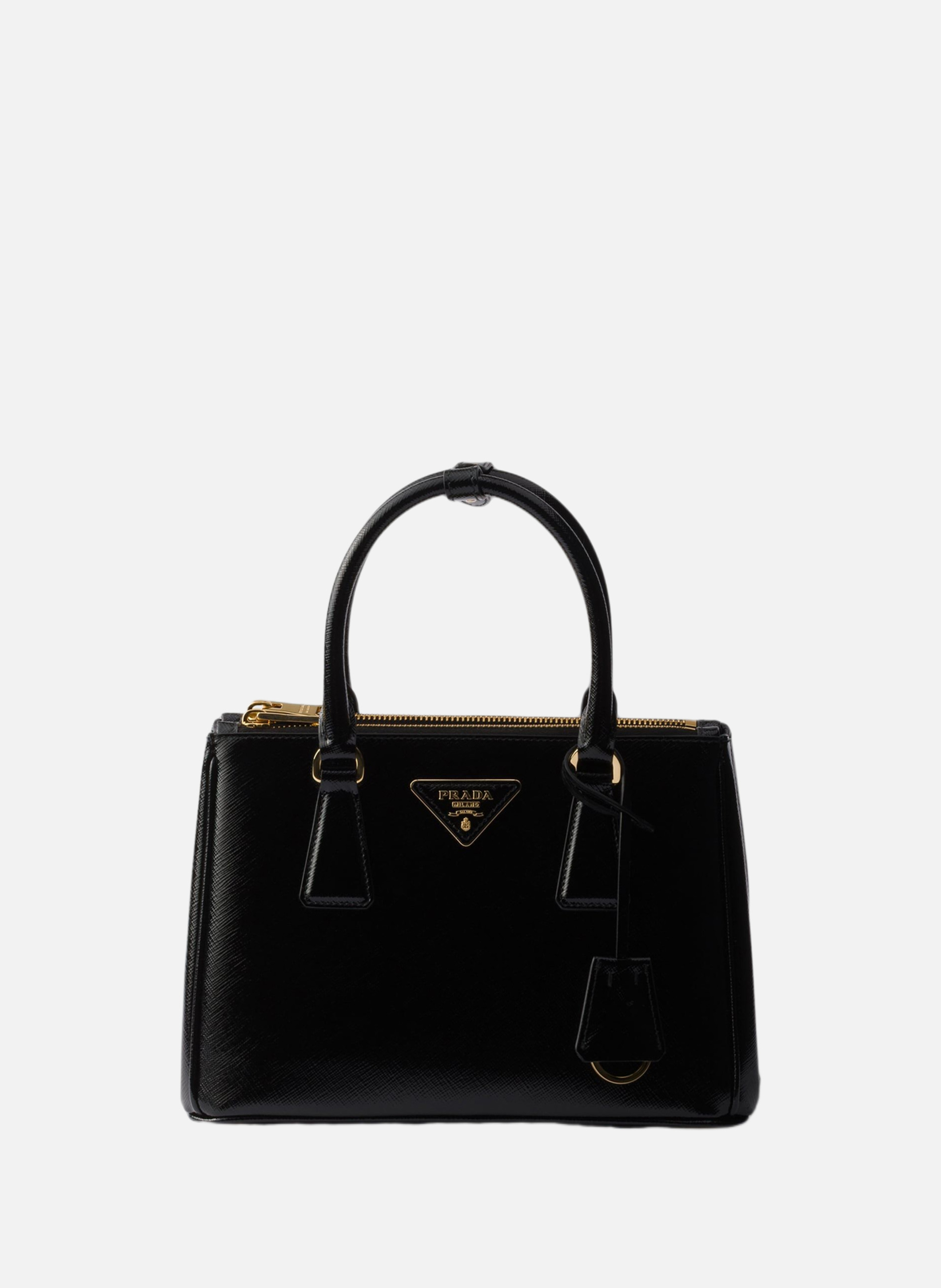 Petit sac prada galleria en cuir saffiano verni PRADA Noir