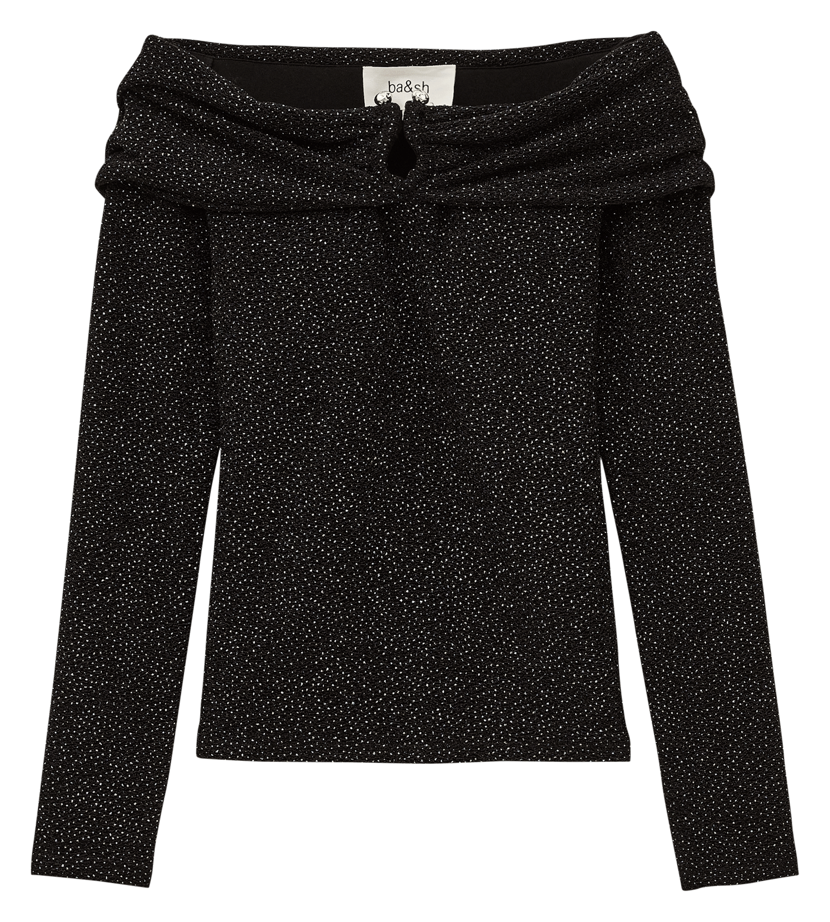 Top ajusté col bardot imprimé bai BA&SH Noir
