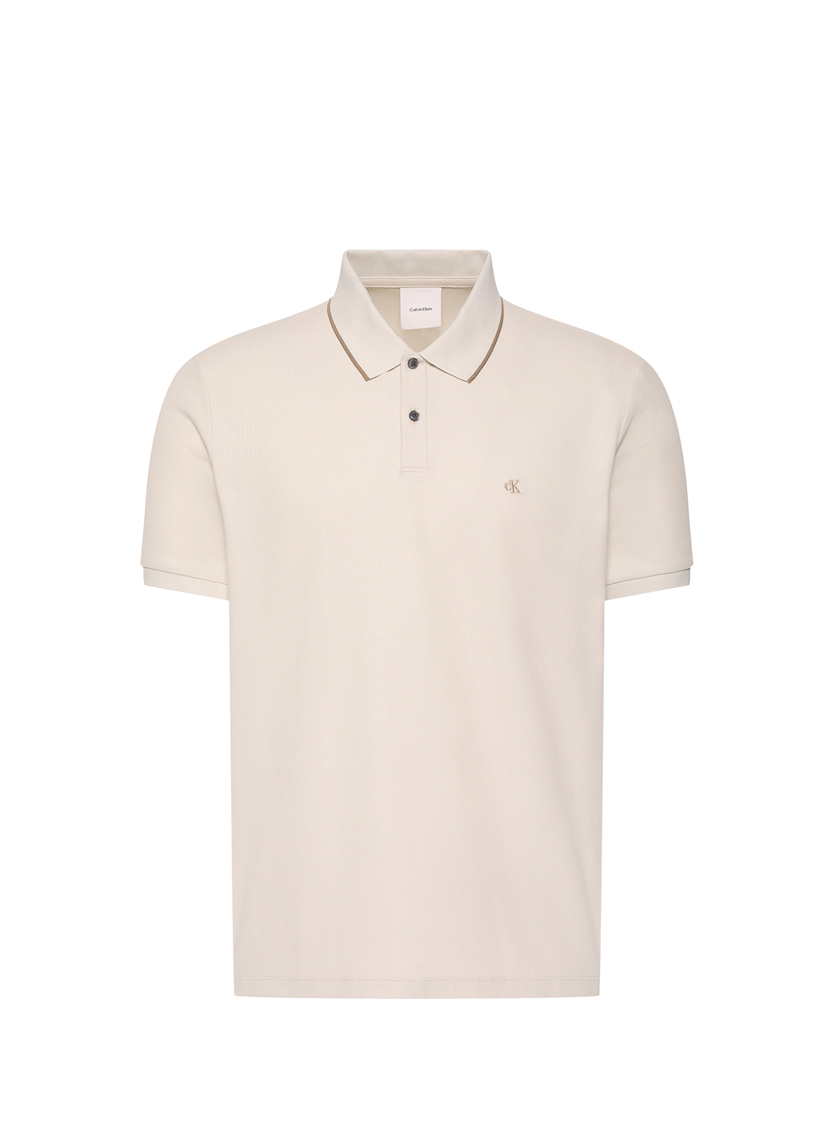 Polo à manches courtes en coton CALVIN KLEIN Beige