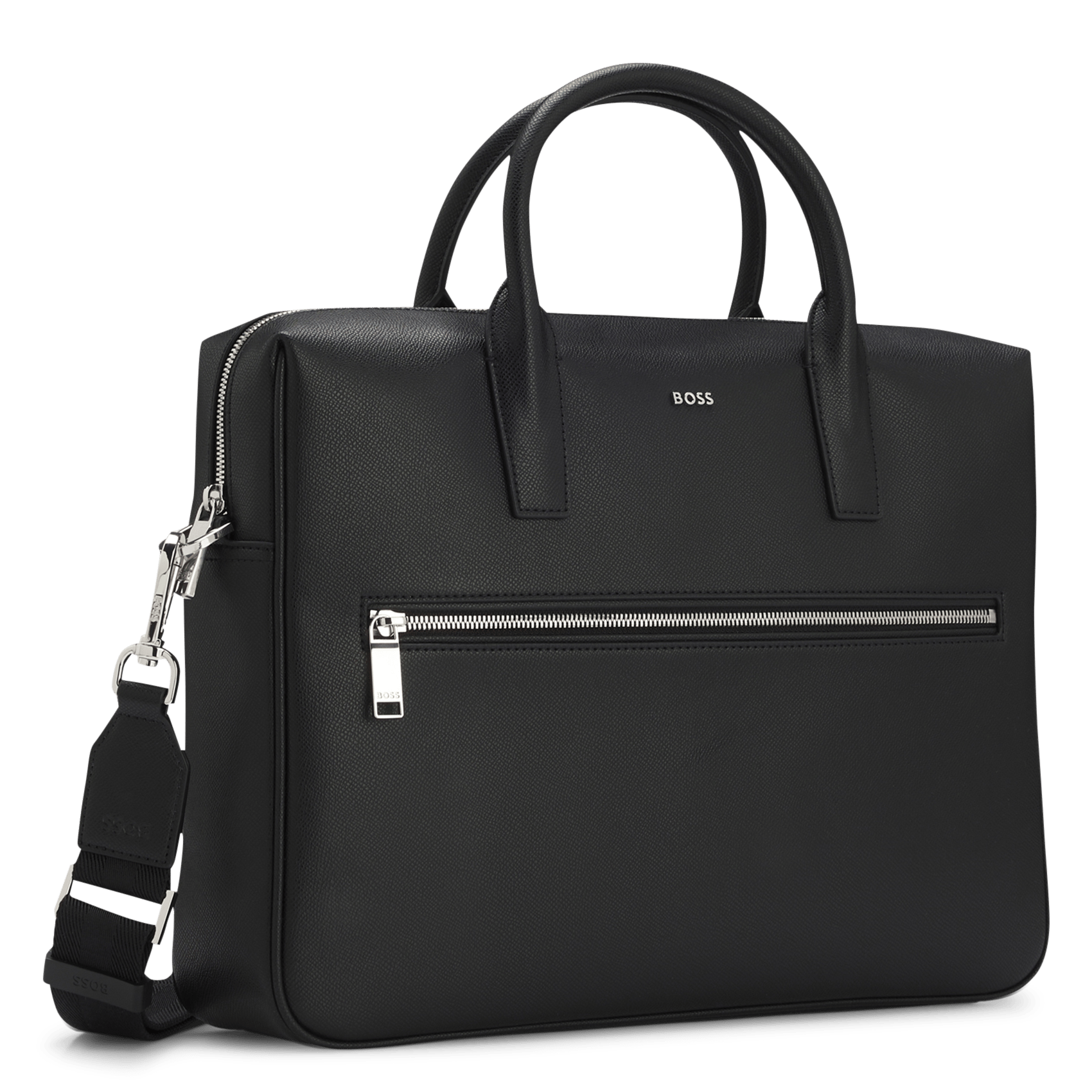 Sac d'ordinateur en cuir BOSS Noir