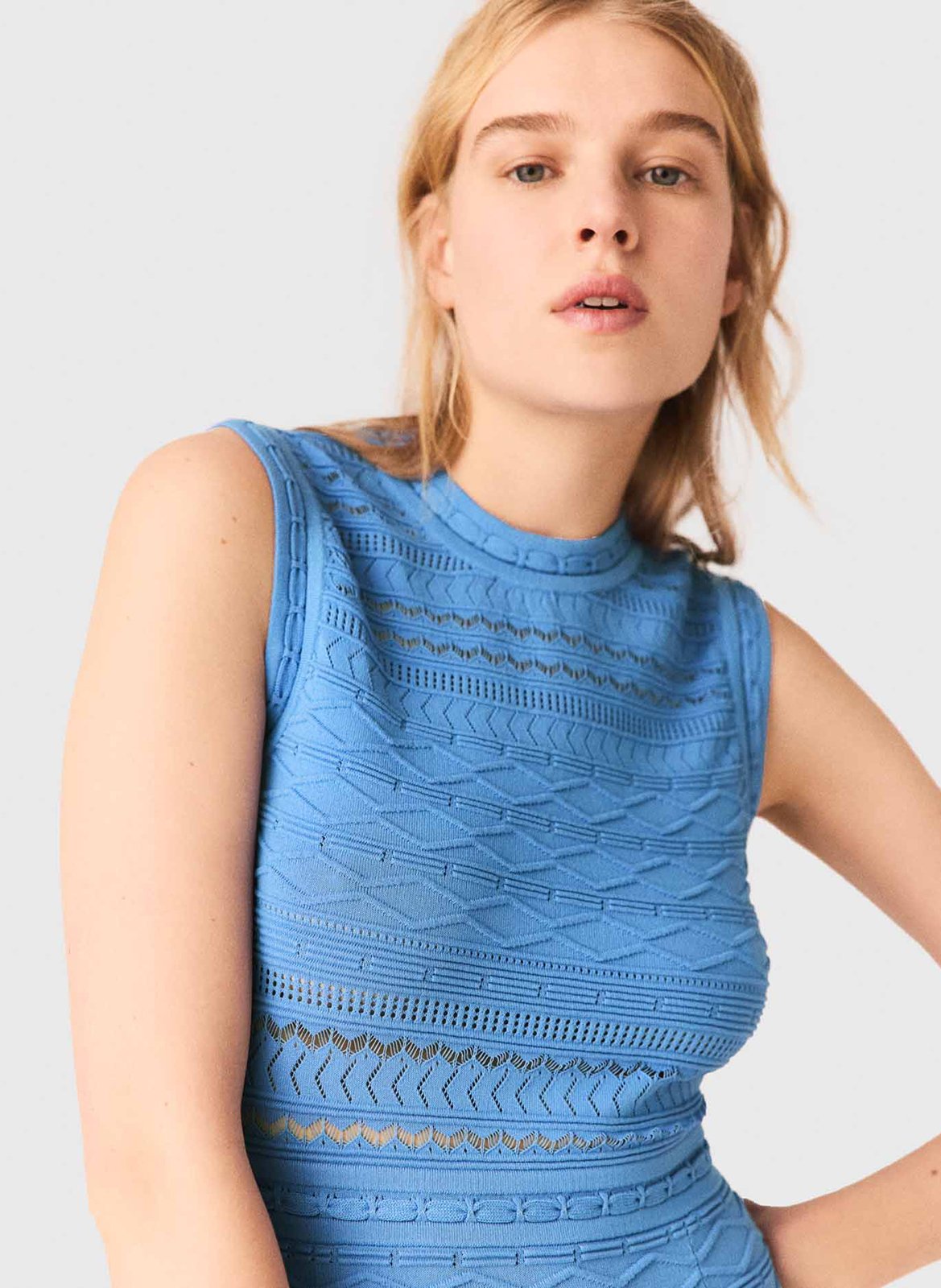 Robe évasée en maille MAJE Bleu