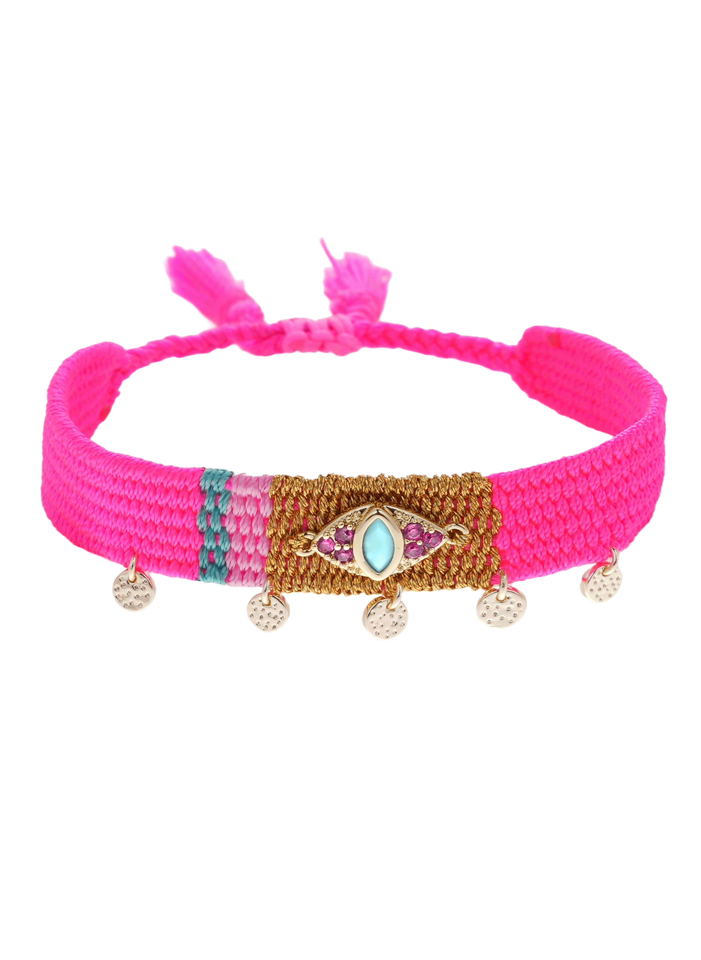 Bracelet réglable coloré avec pampilles ciprus HIPANEMA Rose