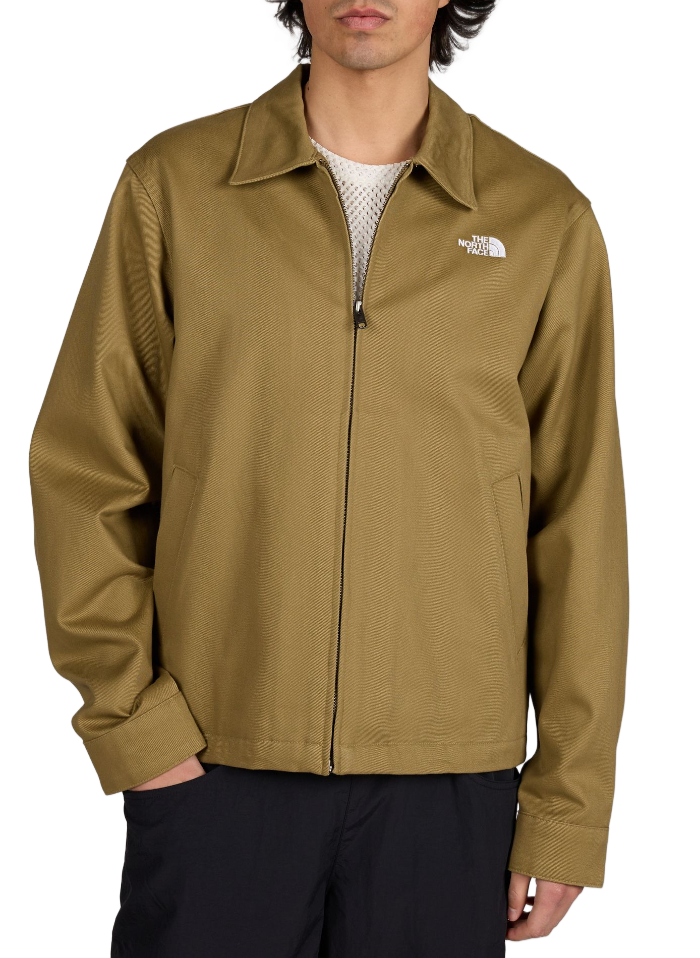 Blouson col classique à logo en coton THE NORTH FACE Kaki