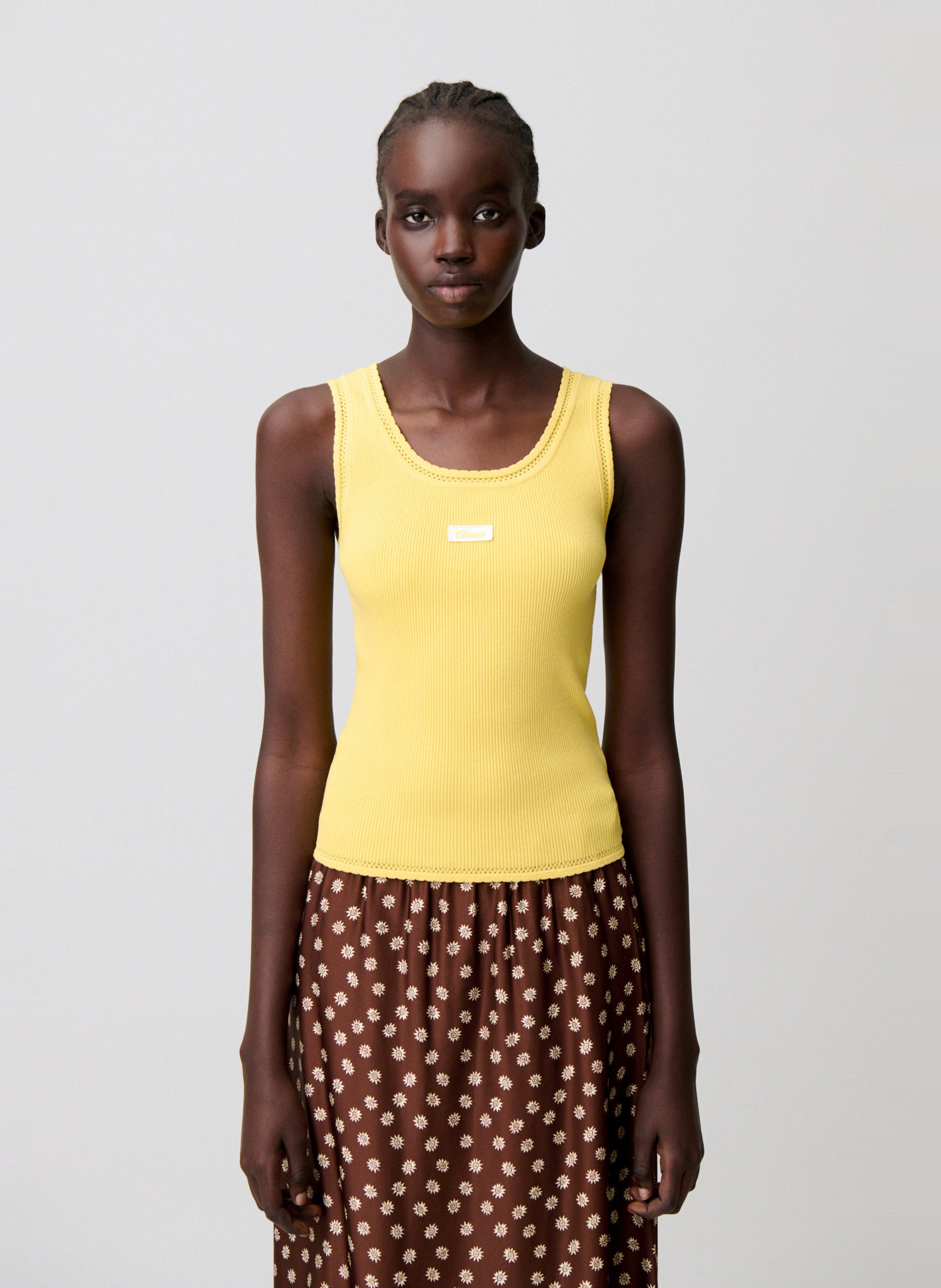 Débardeur ajusté à bords contrastés CLAUDIE PIERLOT Jaune