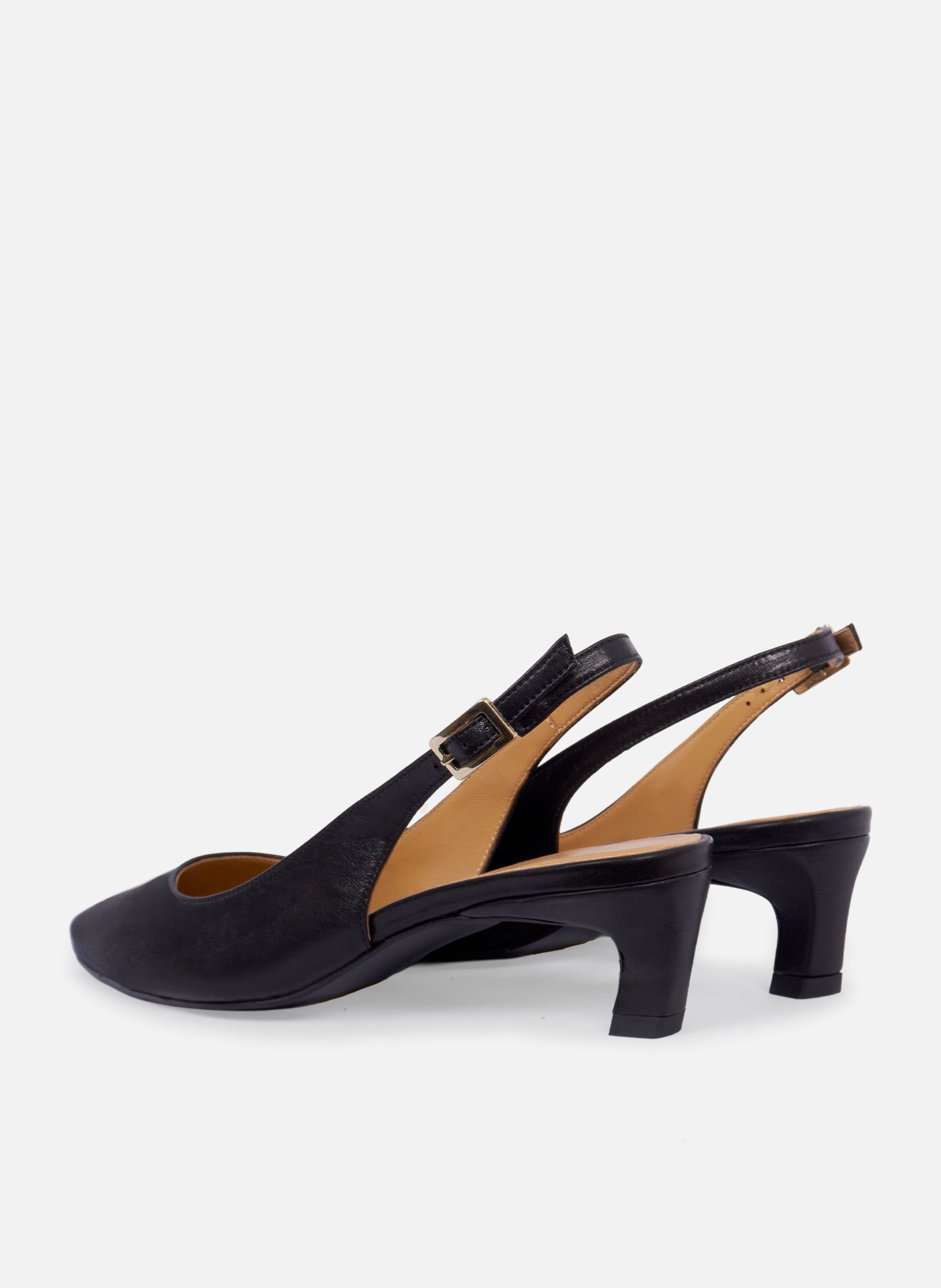 Escarpins slingback albane petit talon cuir lisse JULES & JENN Noir
