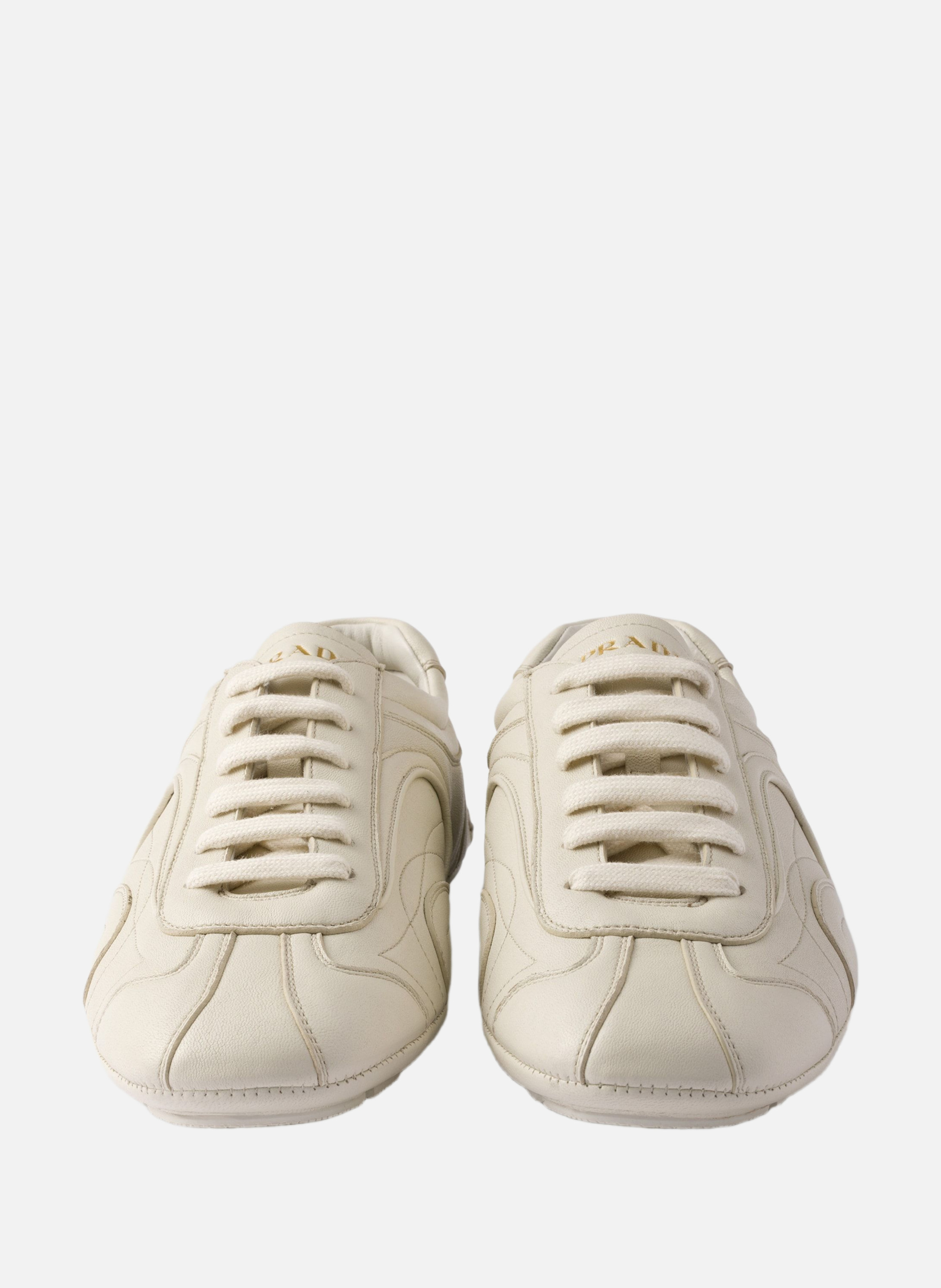 Baskets montecarlo re-edition 2005 en cuir nappa v PRADA Beige