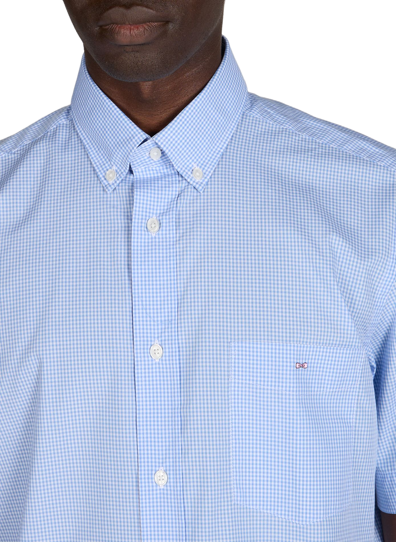 Chemise manches courtes à carreaux en coton EDEN PARK Bleu